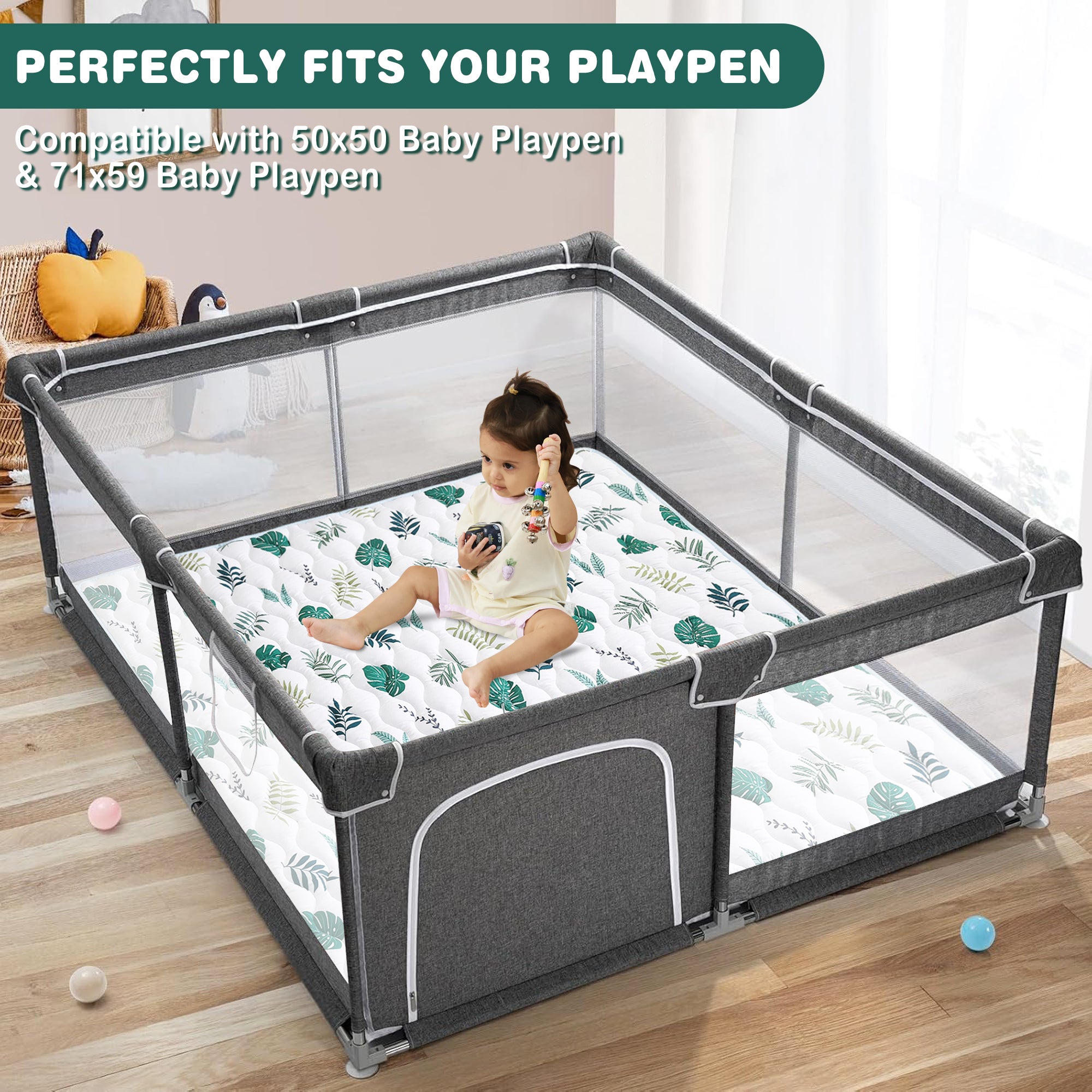 Green Leaf Baby Play Mat 50 x 50