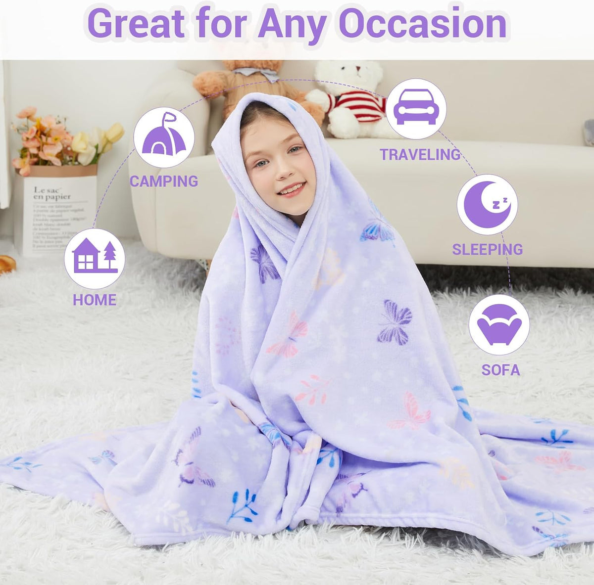 Magic Butterfly Kids Throw Blanket