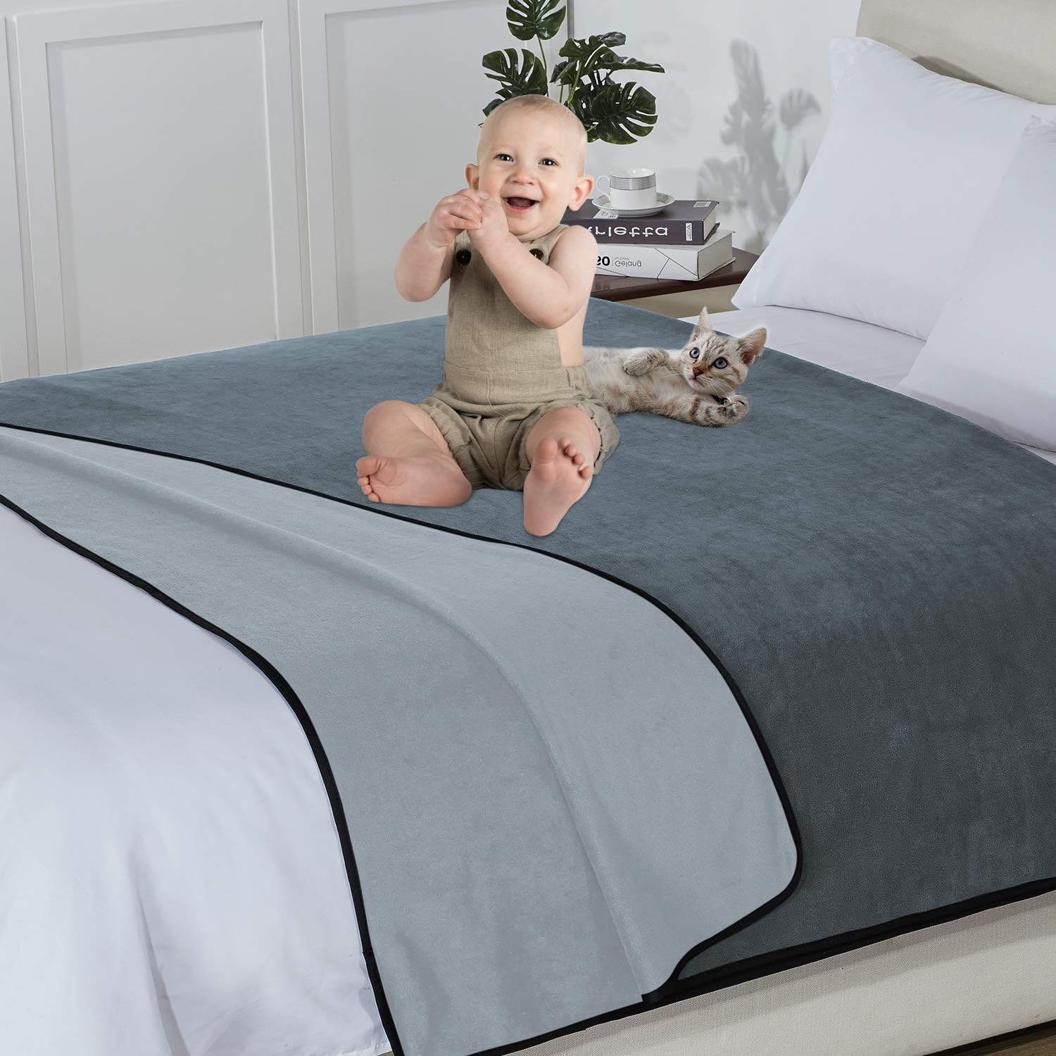 Light Grey & Charcoal Waterproof for Baby Adults Pets