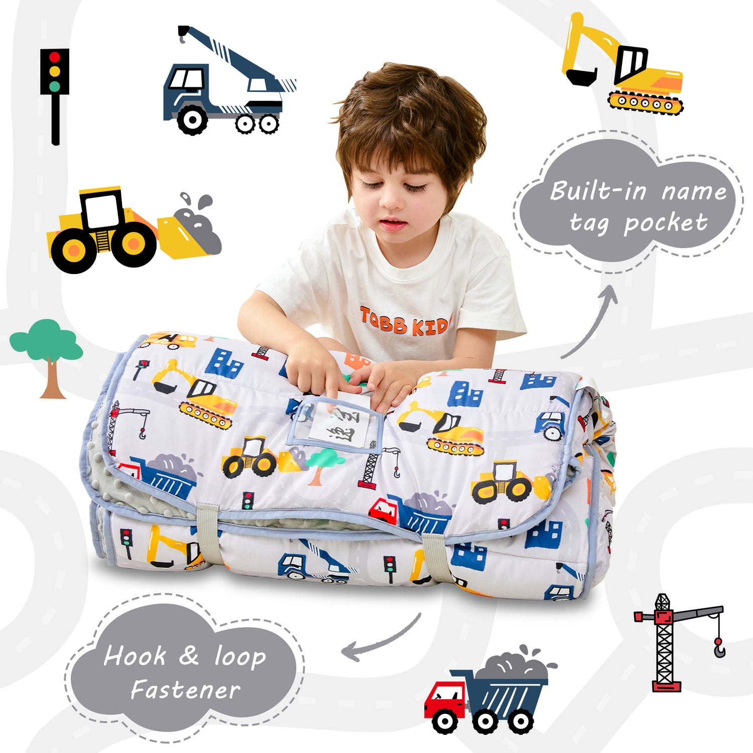Truck Toddler Nap Mat with Pillow and Blanket