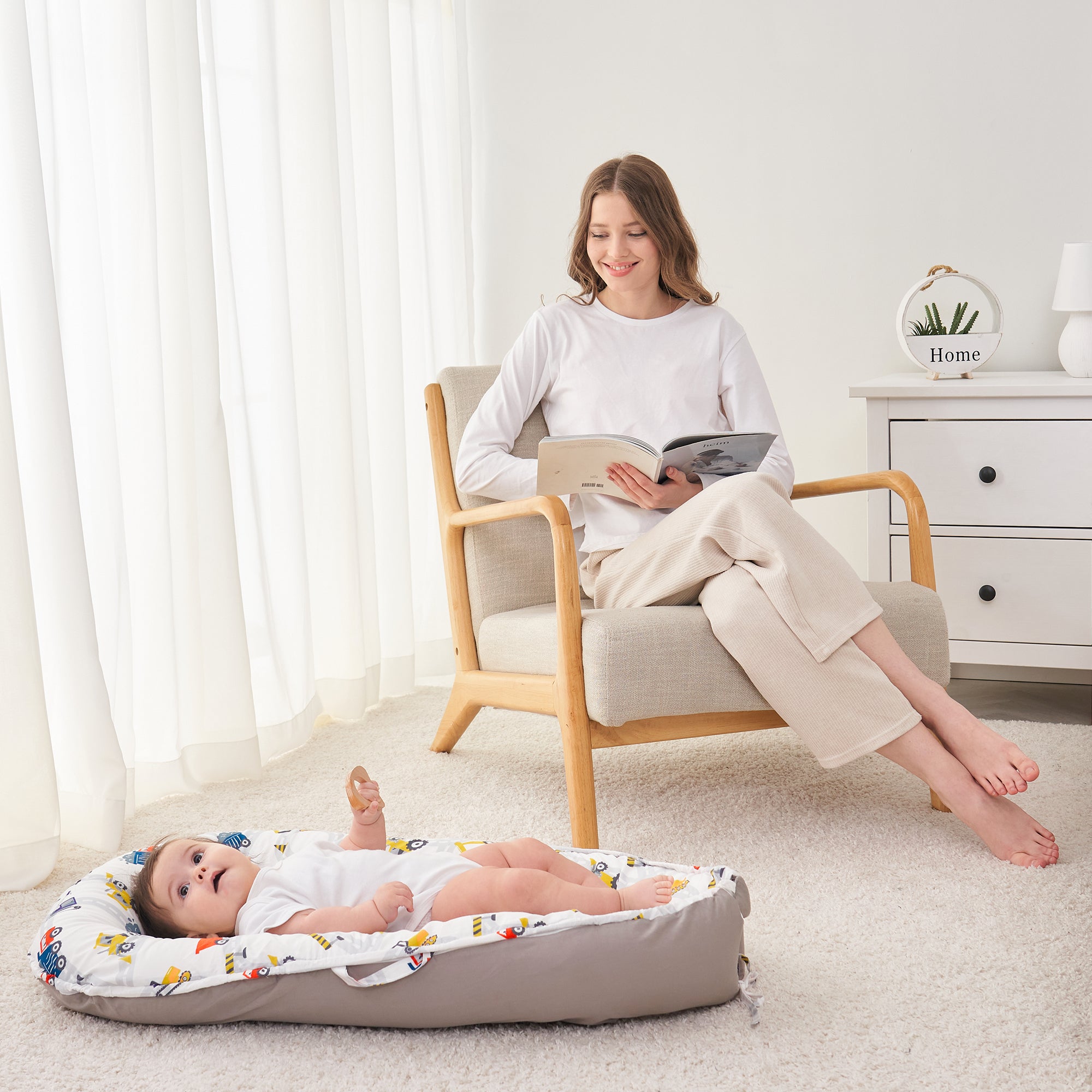 Truck Baby Lounger - Baby Nest Co Sleeper for Baby Bed, Soft & Breathable Portable Cotton Newborn Lounger Nest for Crib Bassinet