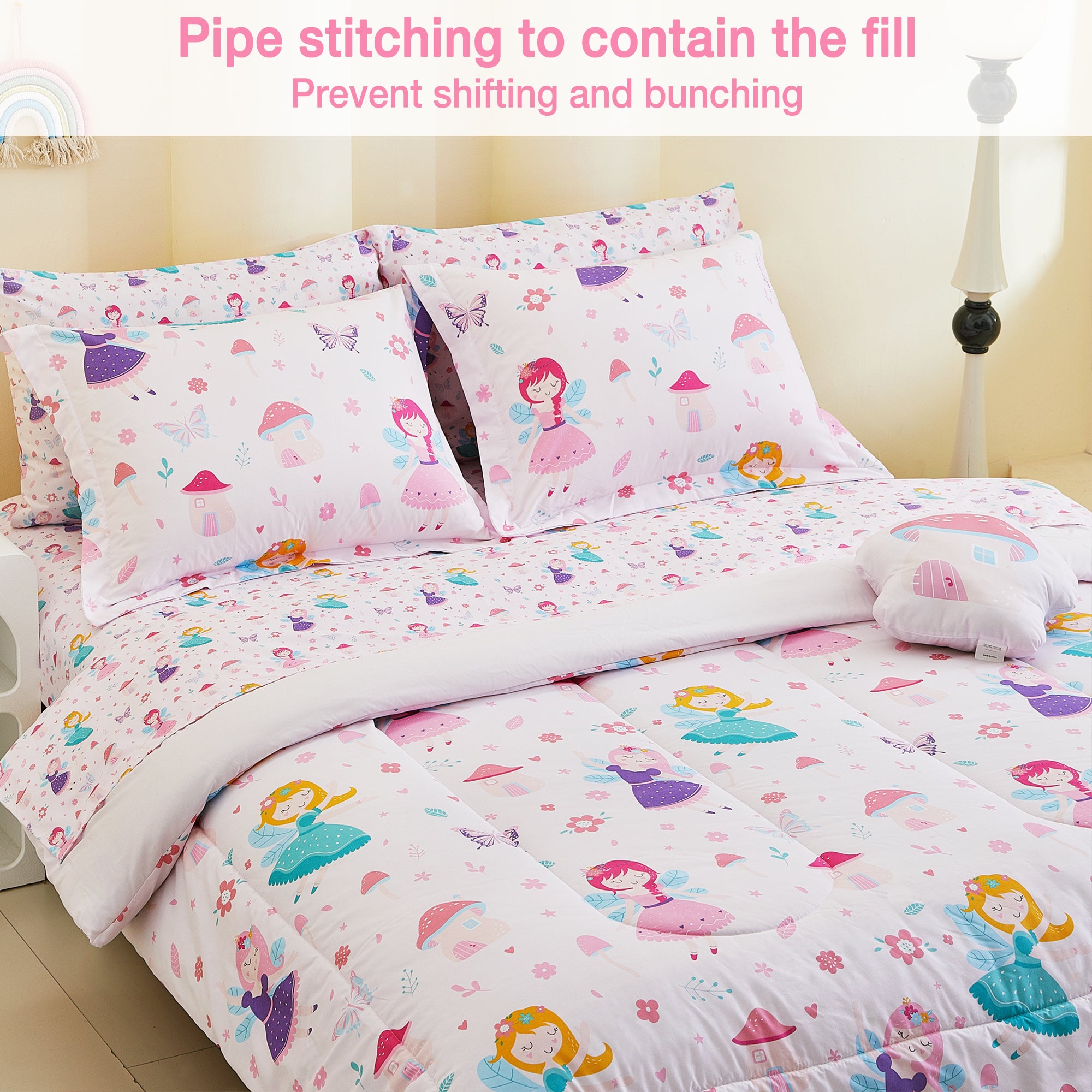 Pink Fairy Comforter Sets for Kids– 6 or 8 Piece Options