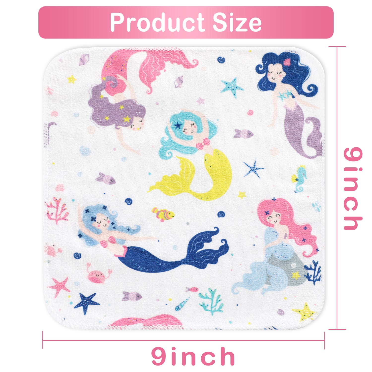 9x9 Mermaid Baby Washcloths