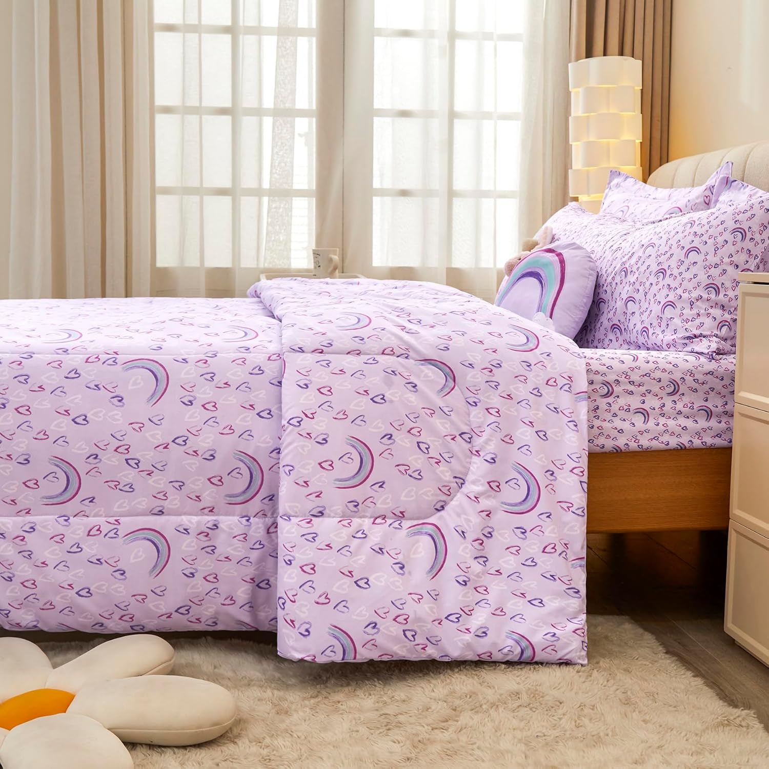 Purple Rainbow Bedding Sets for Kids– 6 or 8 Piece Options