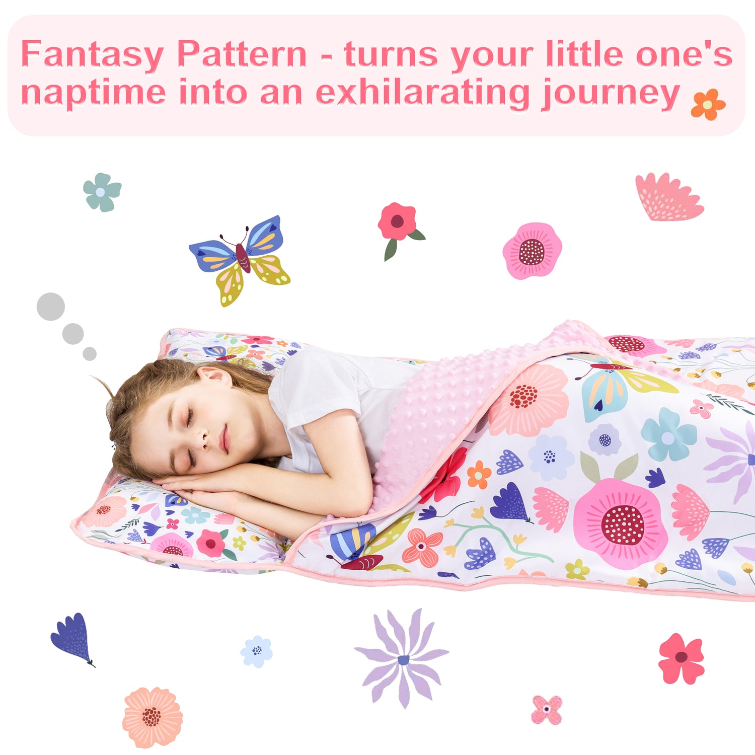 Butterfly Garden Toddler Nap Mat with Pillow and Blanket