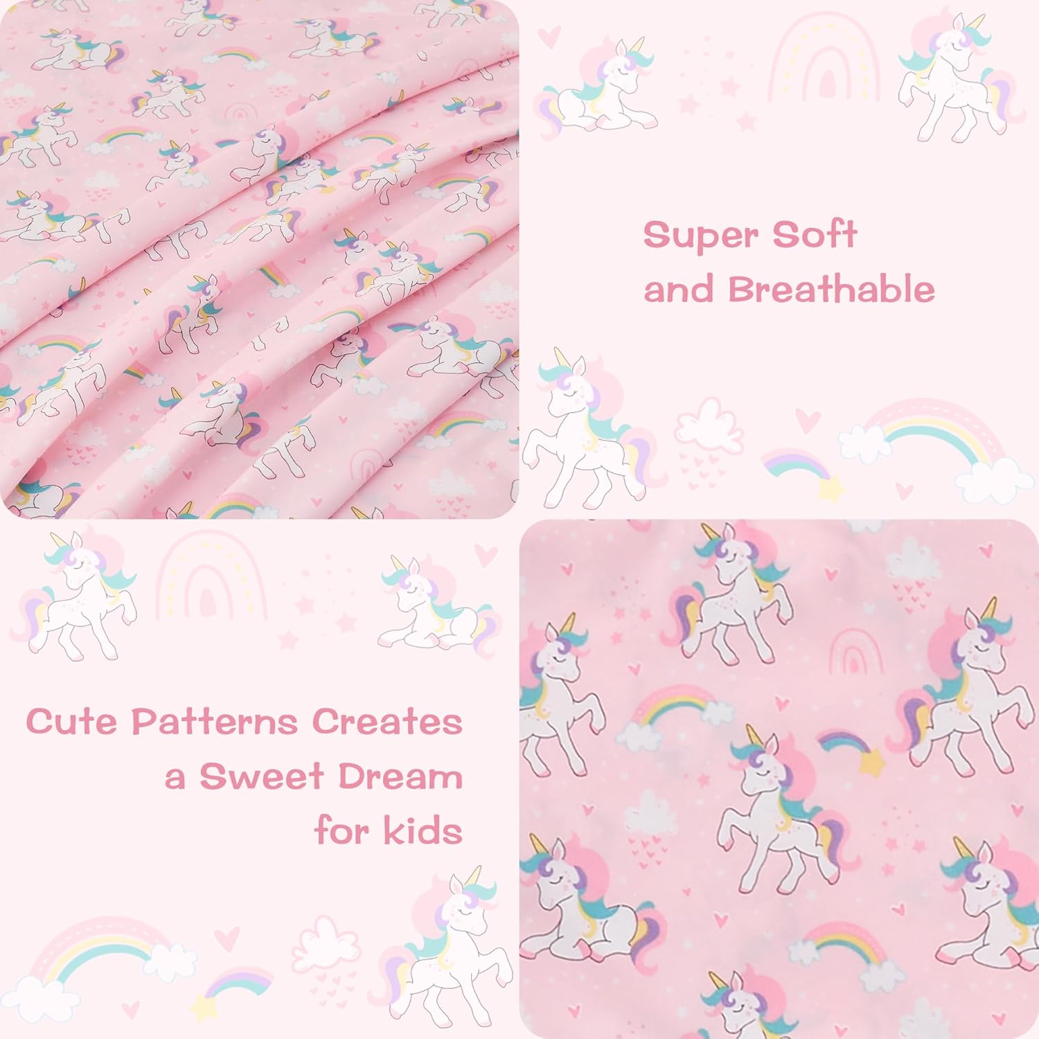 Unicorn Parade 3 Pcs Kids Twin Size Sheet Set