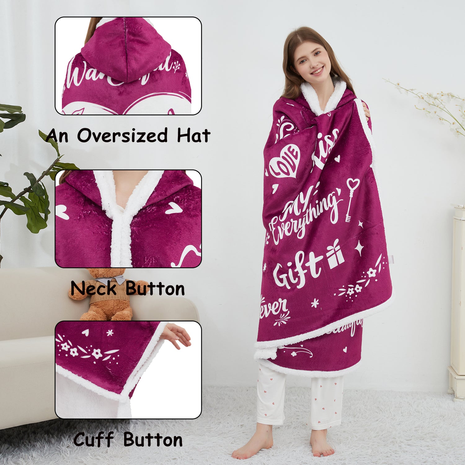 To My Wife Wearable Blanket Hoodie Mothers Day Birthday Gifts for Wife