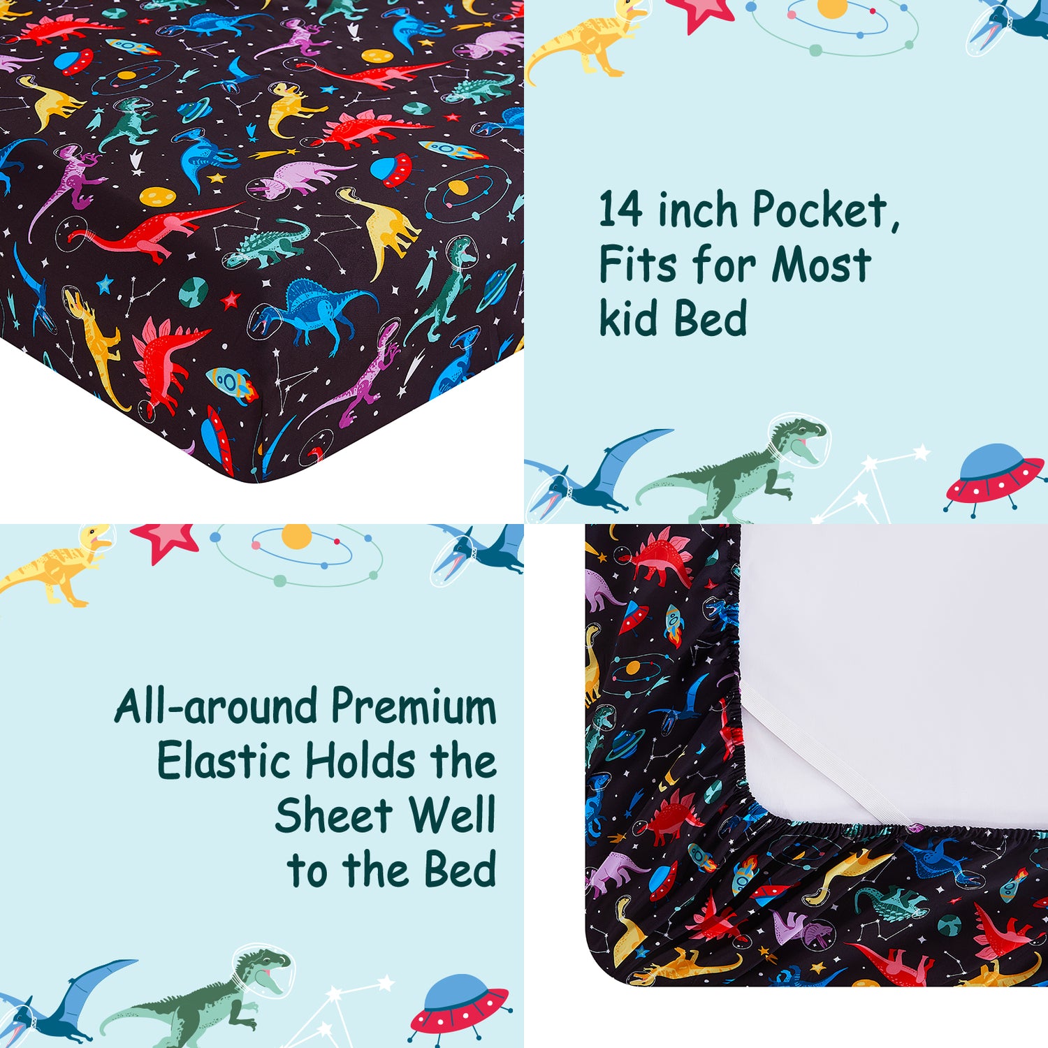 Space Dinosaur Kids Bed Sheet Set