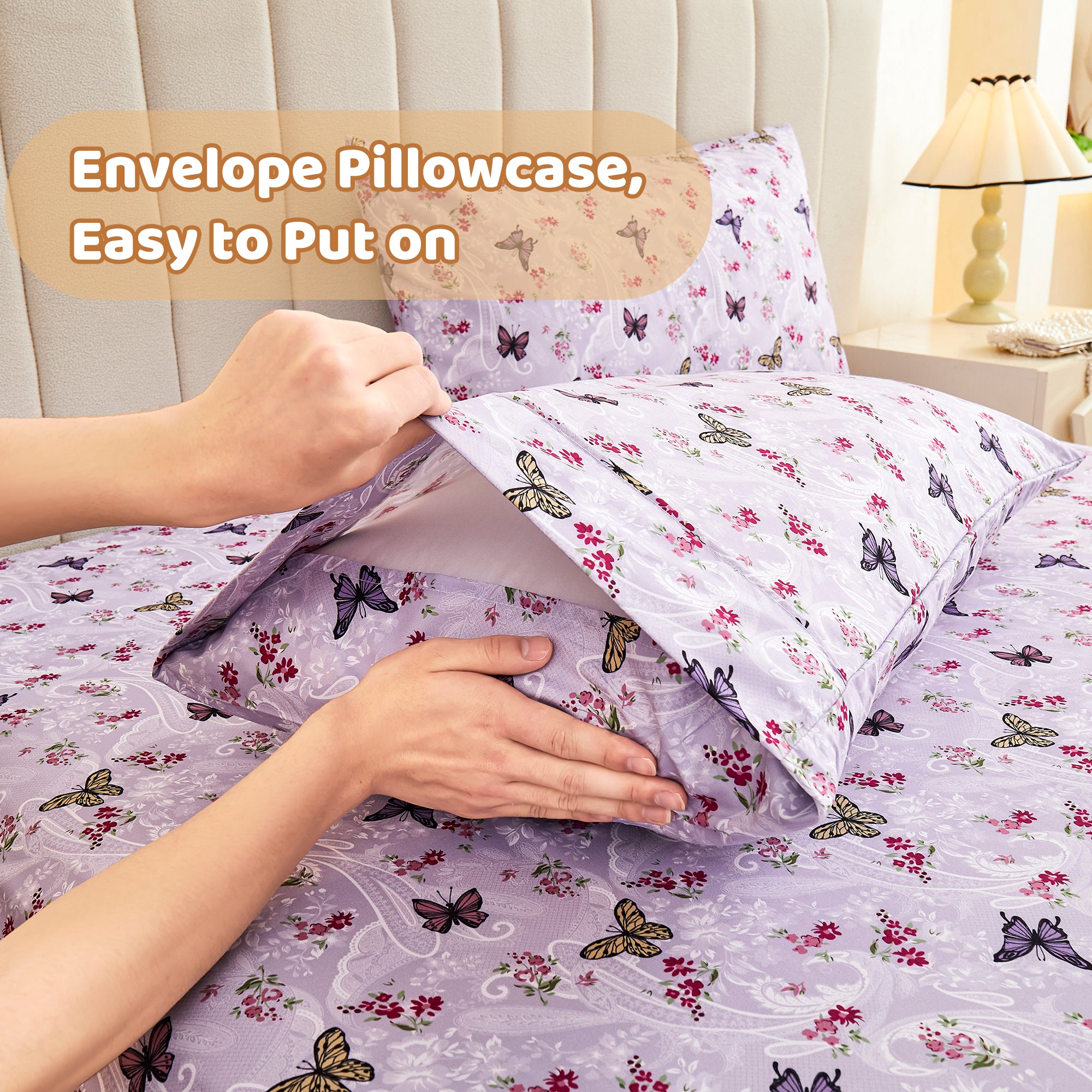 Lavender Butterfly Garden Paisley Sheet Set