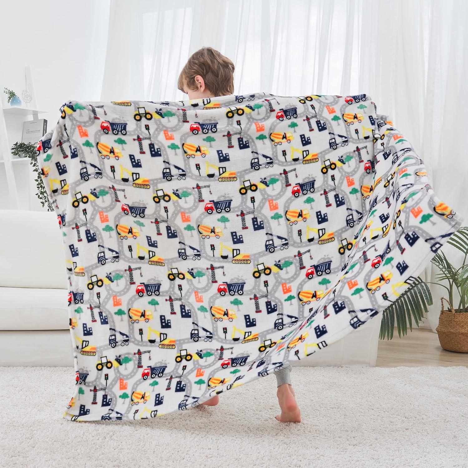Gray Truck Kids Throw Blanket for Boys and Girls Soft Cozy Flannel