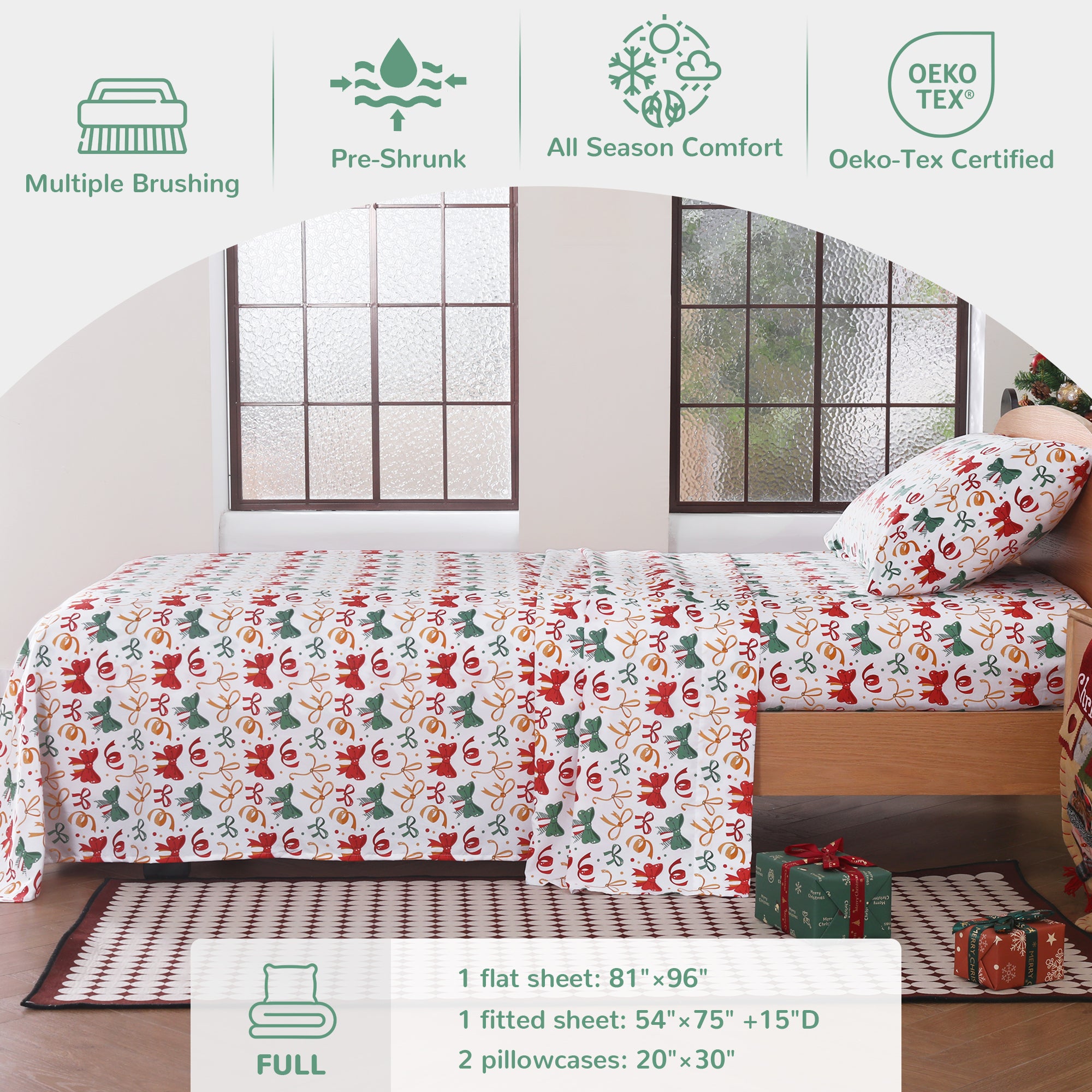 Christmas Bowknot Kids Bed Sheet Set
