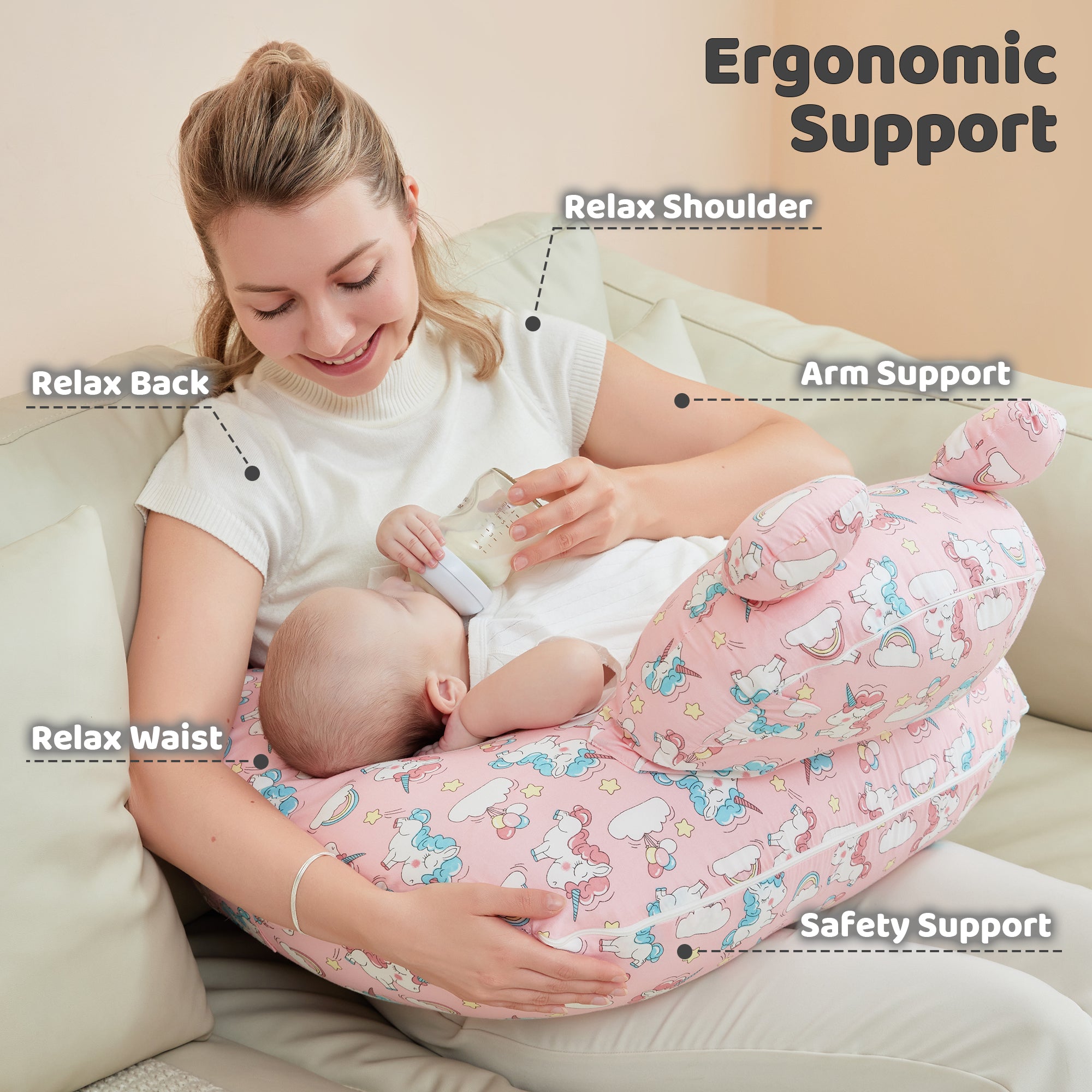 Unicorn  Nursing Pillow for Breastfeeding for Mom Support