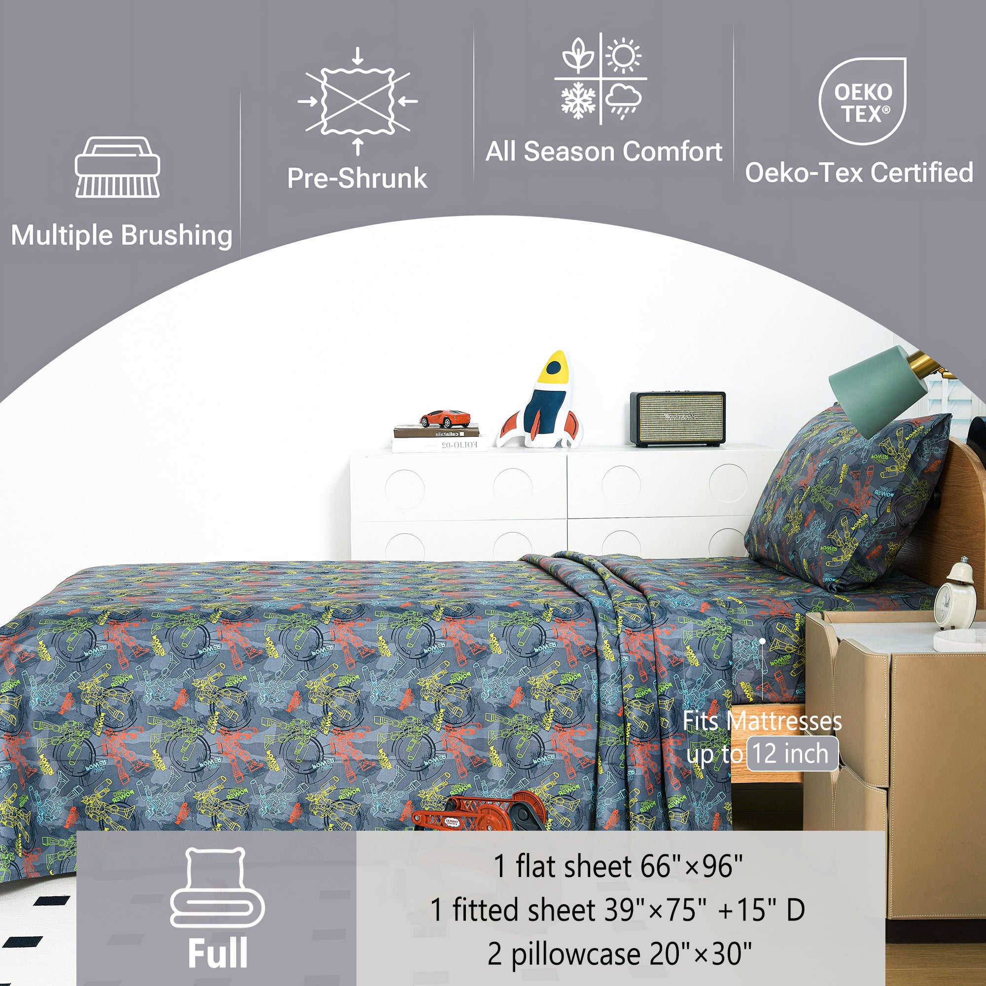 Linear Robot Kids Bed Sheet Set