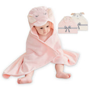 (Pink Elephant & Dog) 2 Pack Cotton Hooded Baby Towels, Extra Thick and Absorbent, 32" * 23"