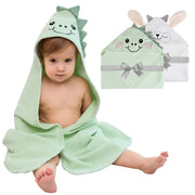 (Sheep & Dinosaur) 2 Pack Cotton Hooded Baby Towels, Extra Thick and Absorbent, 32" * 32"