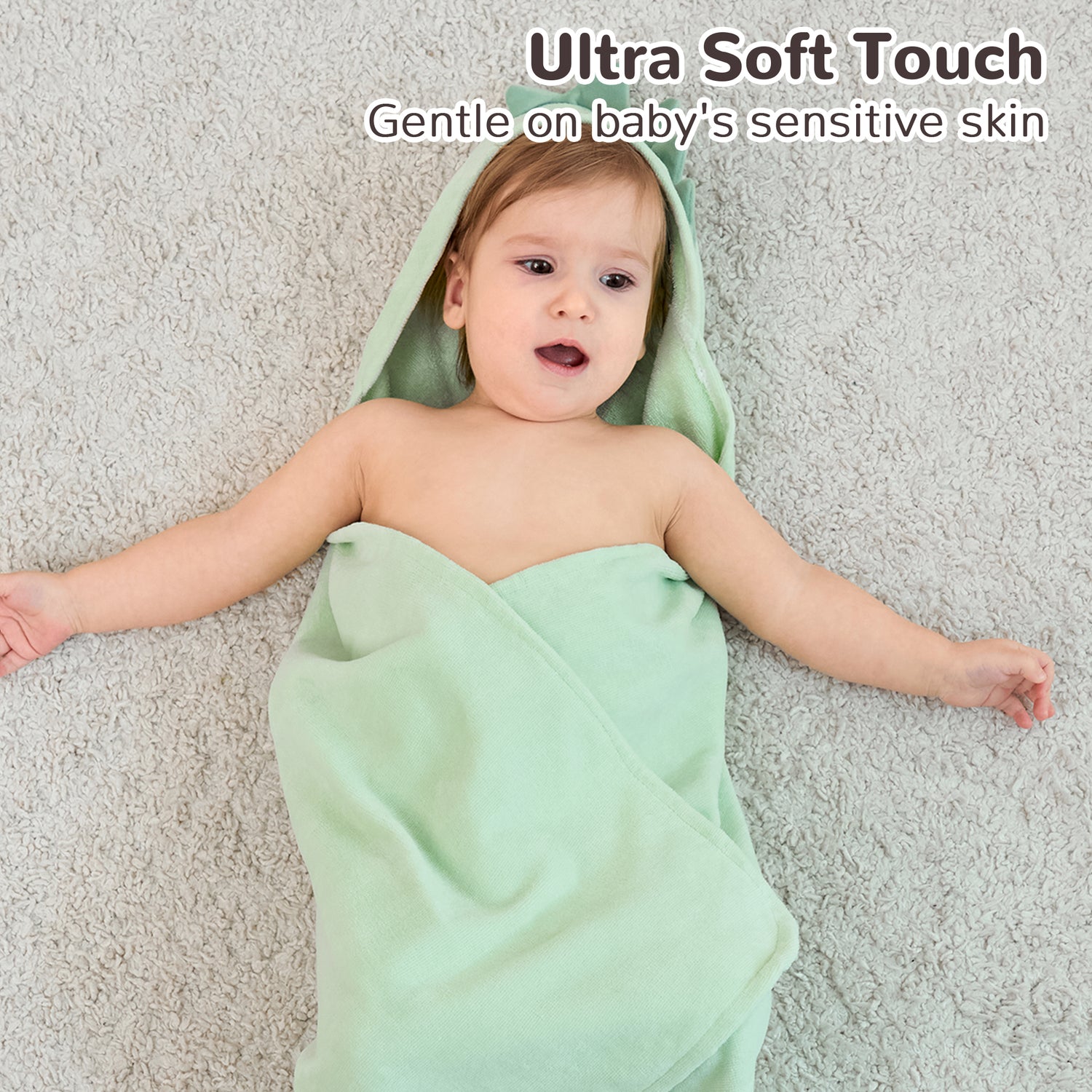 (Dinosaur & Cat) 2 Pack Cotton Hooded Baby Towels, Extra Thick and Absorbent, 32" * 32"