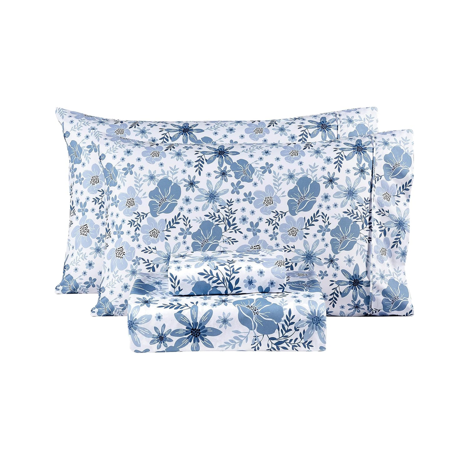 Vintage Blue & White Petal Bed Sheets Set