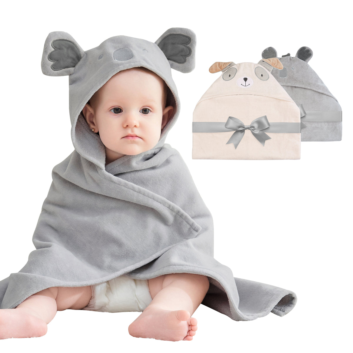 Puppy & Koala Baby Towels with Hood