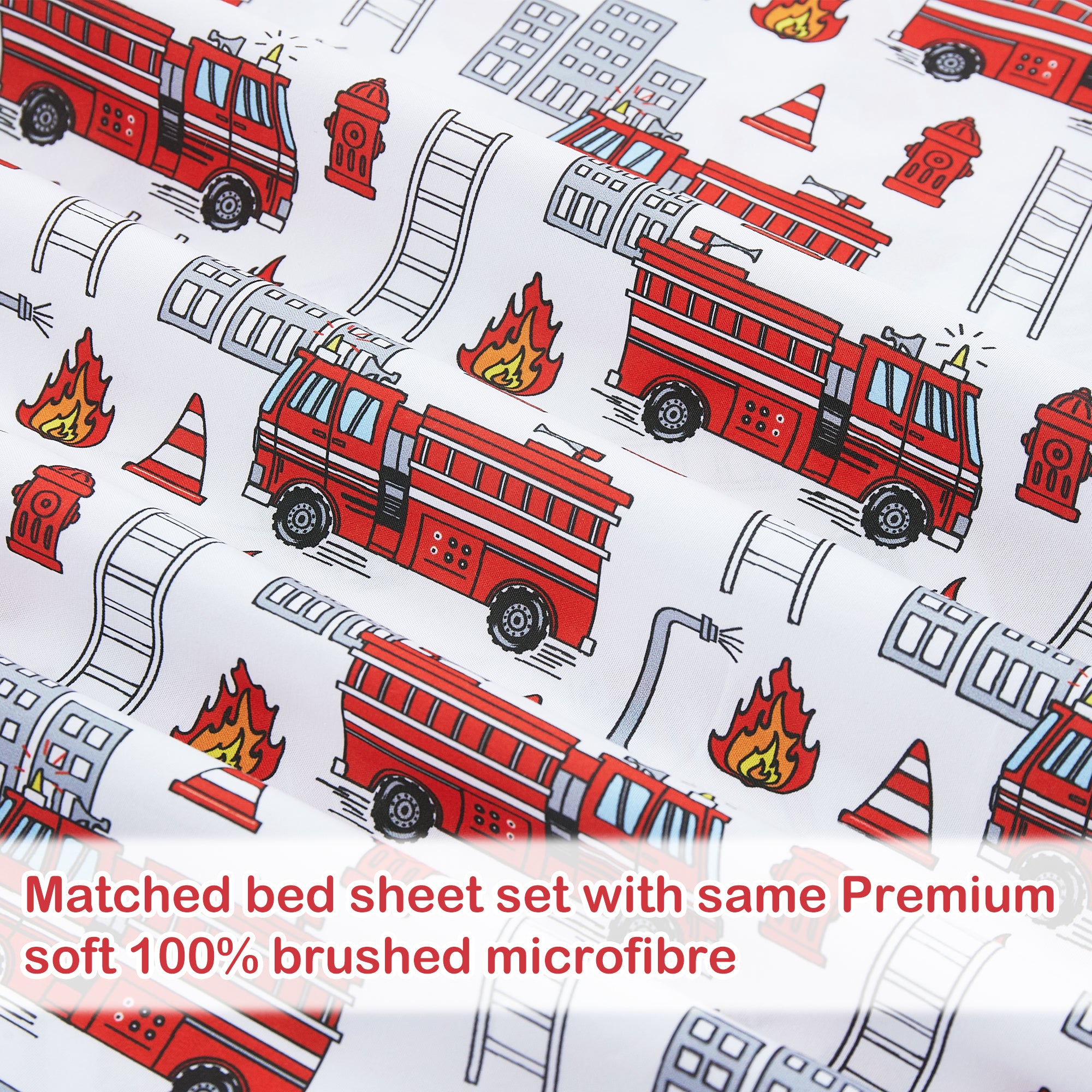 Happy Fire Rescue Play 3/4 PCs TWIN/Full Bed Sheet
