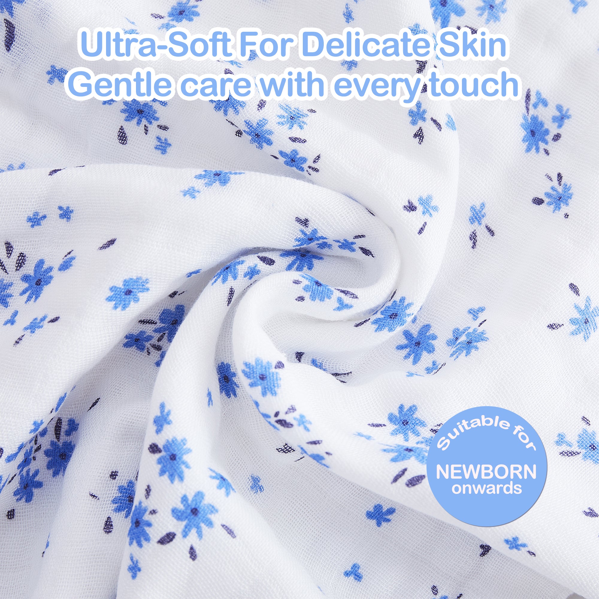 Heart & Flowers Baby Muslin Burp Cloths 10" x 20" 4 Pack