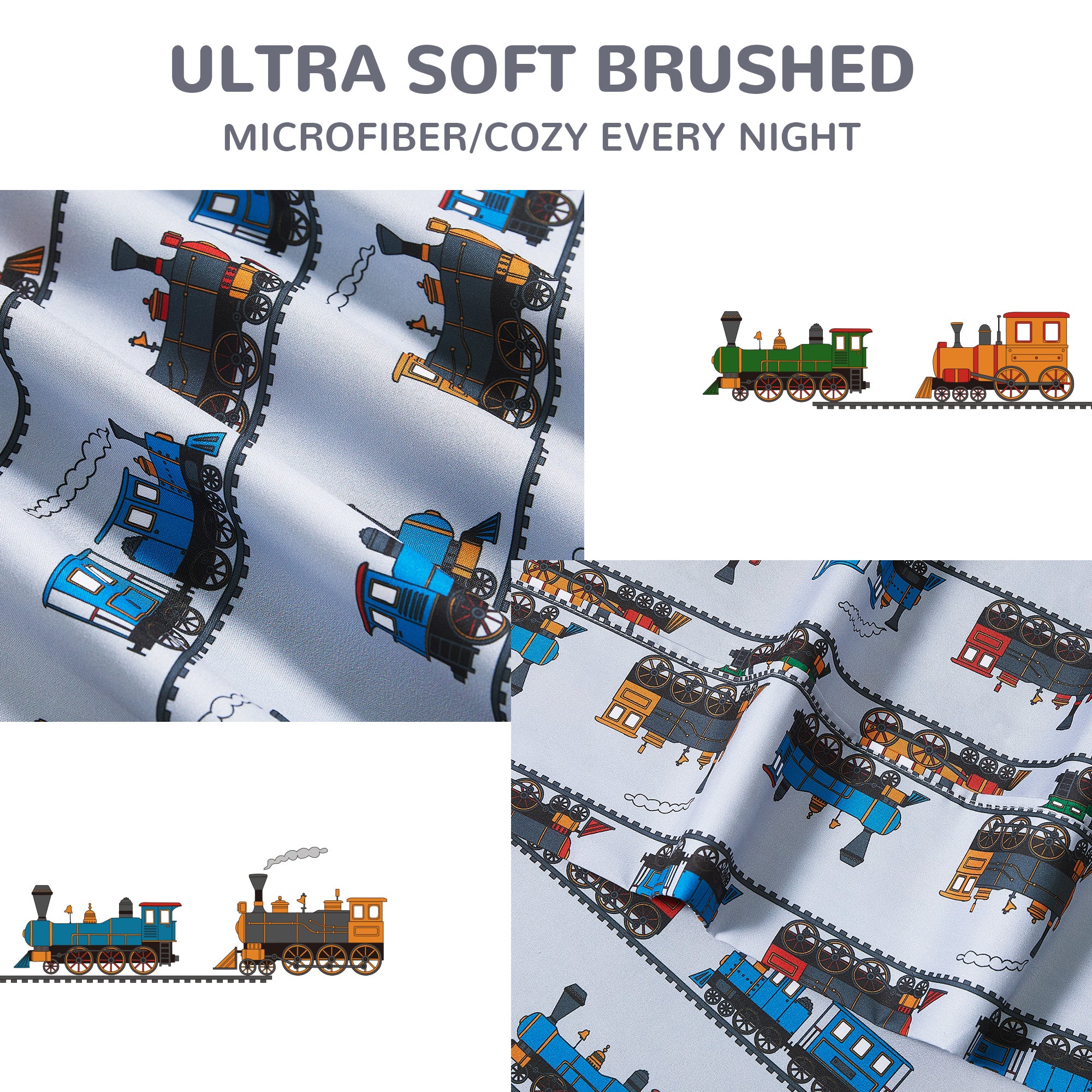 Retro Train Kids Bed Sheet Set