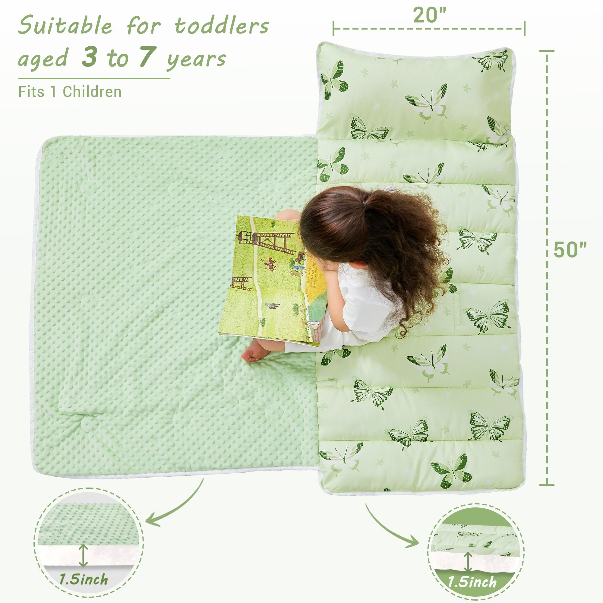 Cozy Comfort Nap Mat - Green Butterfly