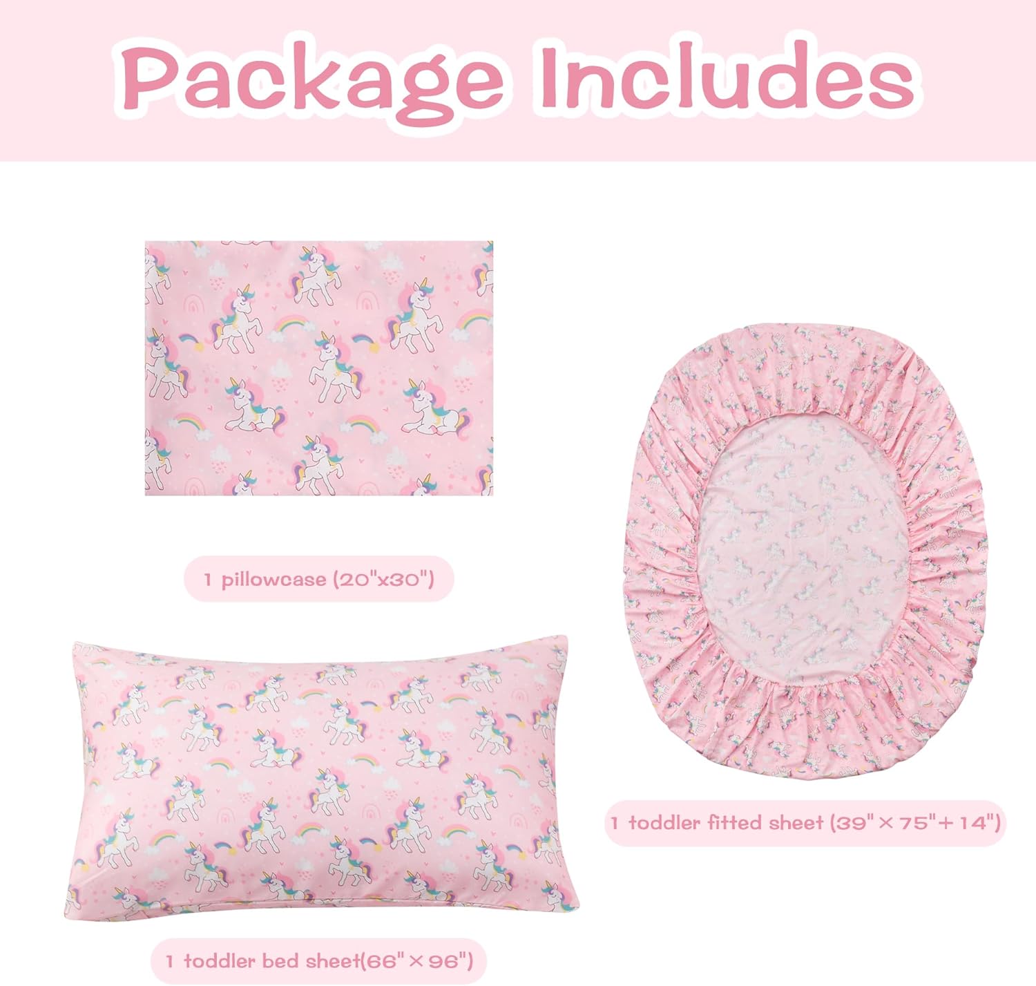 Unicorn Parade 3 Pcs Kids Twin Size Sheet Set