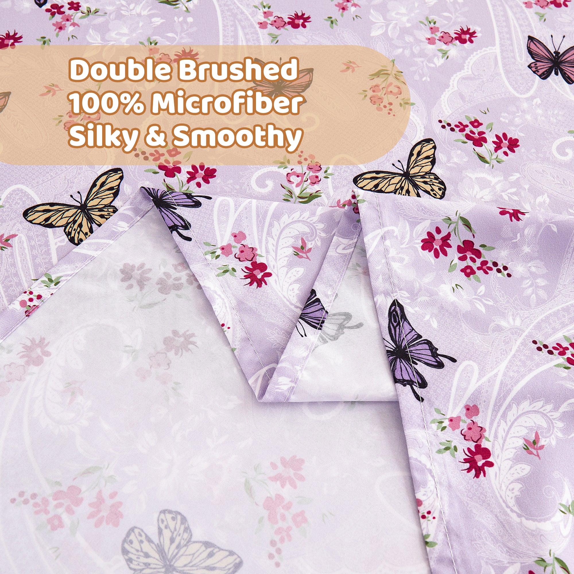 Lavender Butterfly Garden Paisley Sheet Set