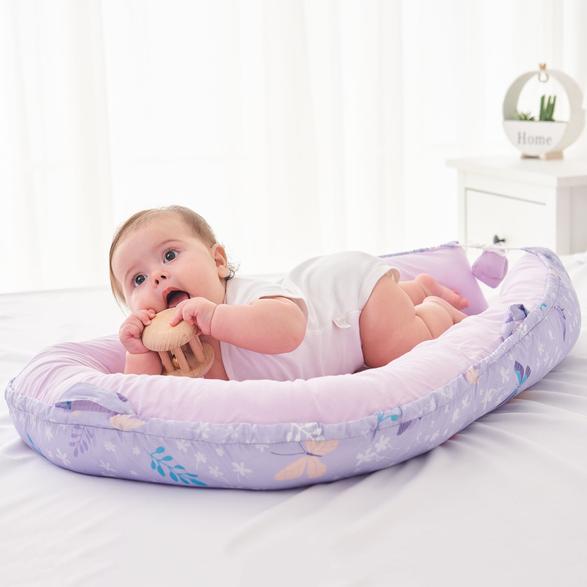 Butterfly Baby Lounger - Baby Nest Co Sleeper for Baby Bed, Soft & Breathable Portable Cotton Newborn Lounger Nest for Crib Bassinet