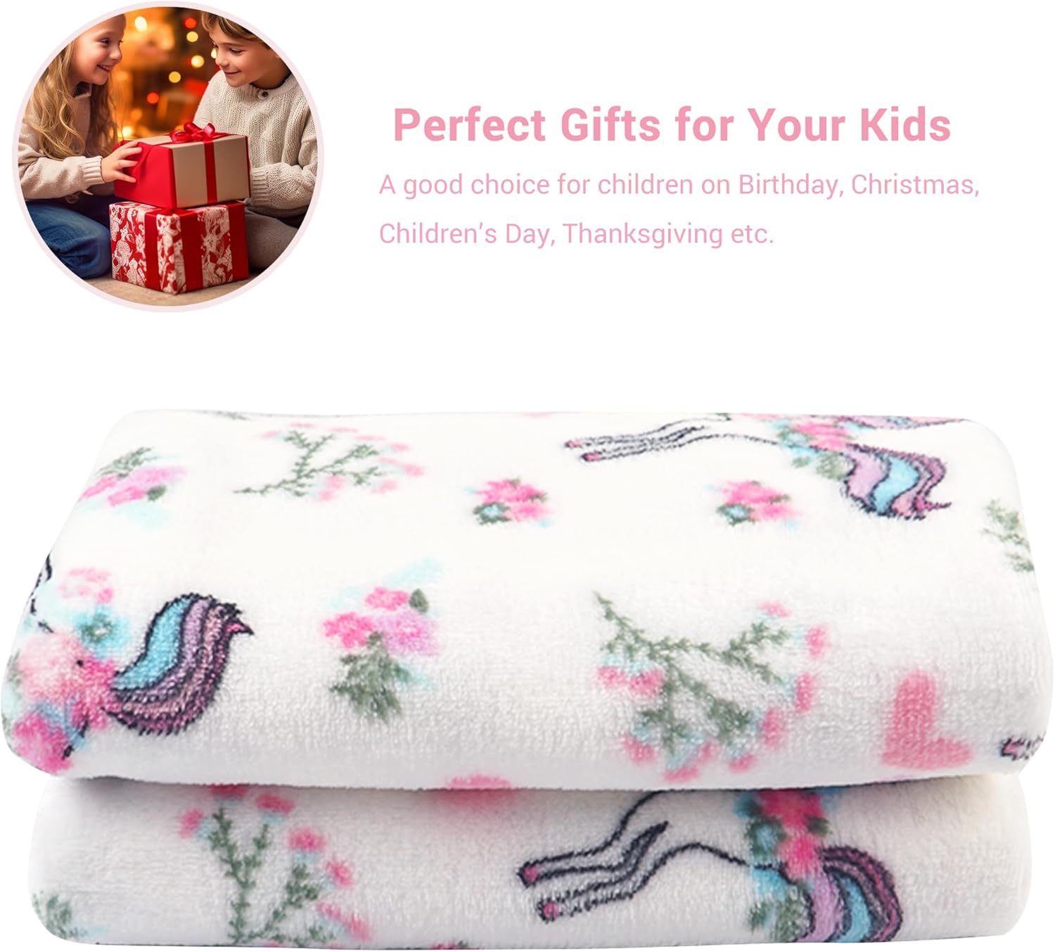 Unicorn Parade Kids Throw Blanket