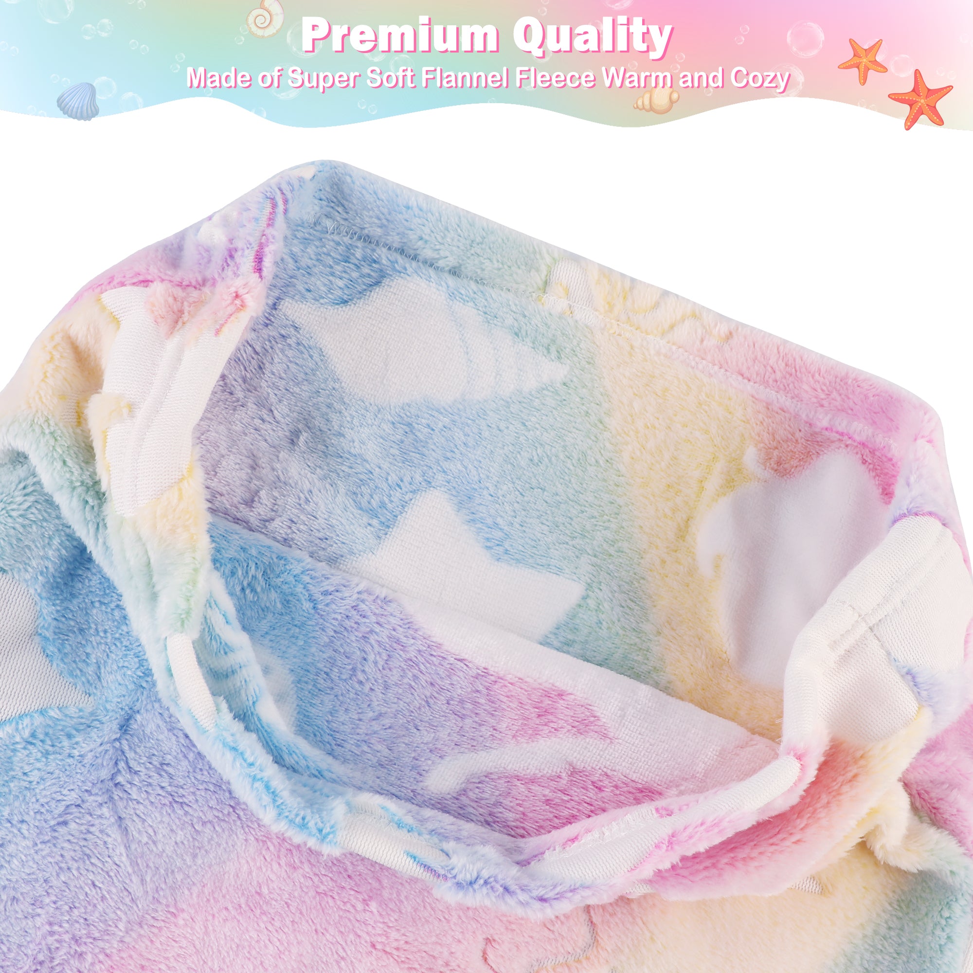 Multicolor Jellyfish 17"×39" Kids Mermaid Tail Blanket