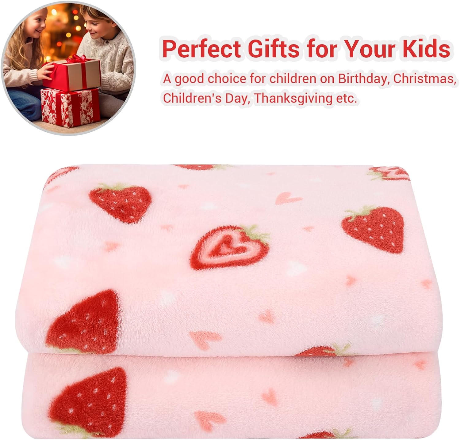 Dreamy Strawberry Kids Throw Blanket