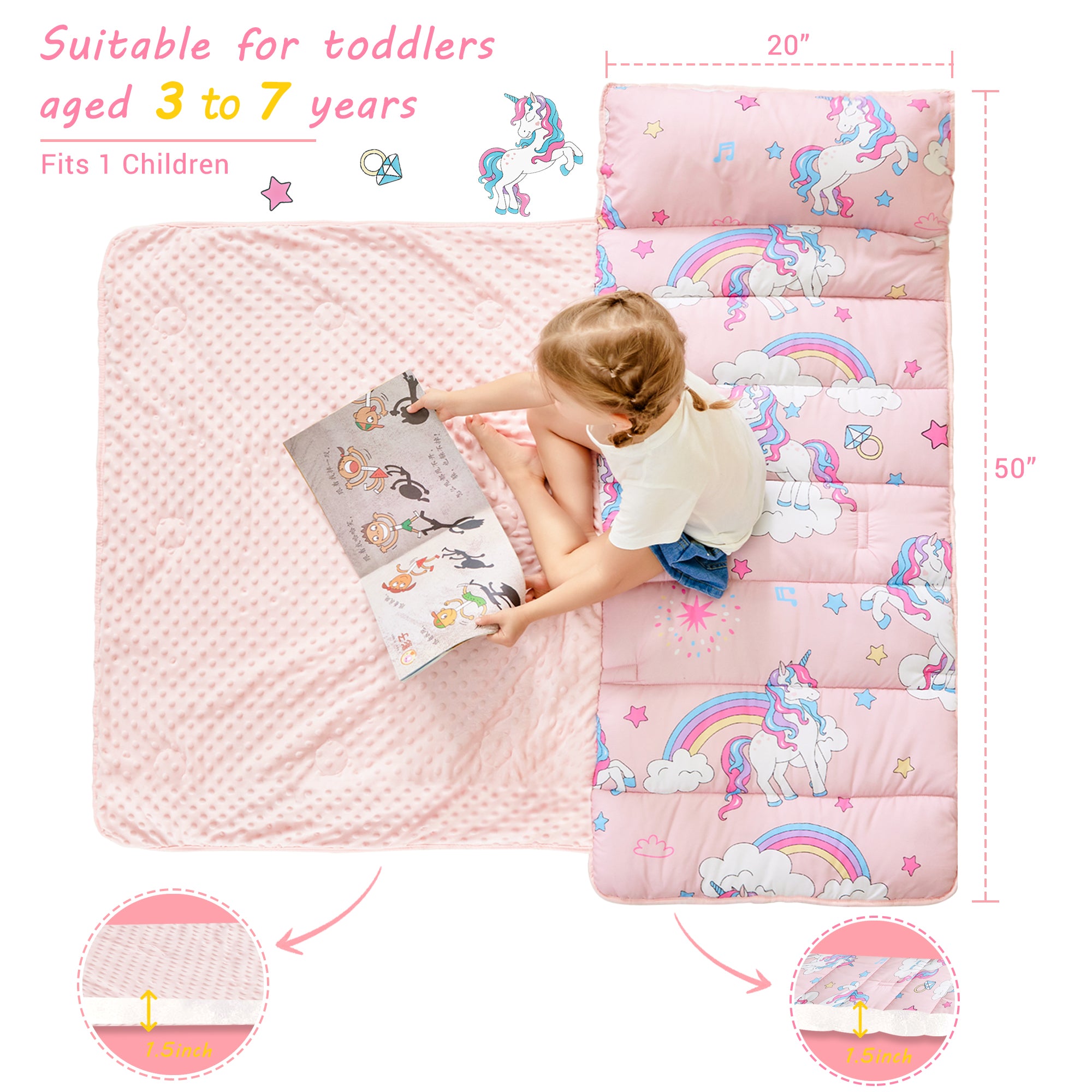 Cozy Comfort Nap Mat - Pink Unicorn