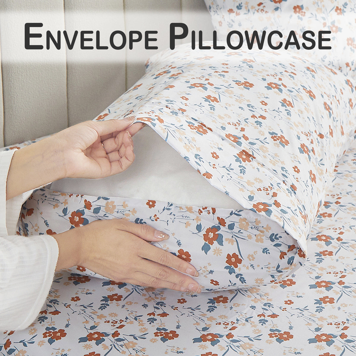 Warm Rust Blossom Bed Sheet Set Deep Pocket Double Brushed Microfiber