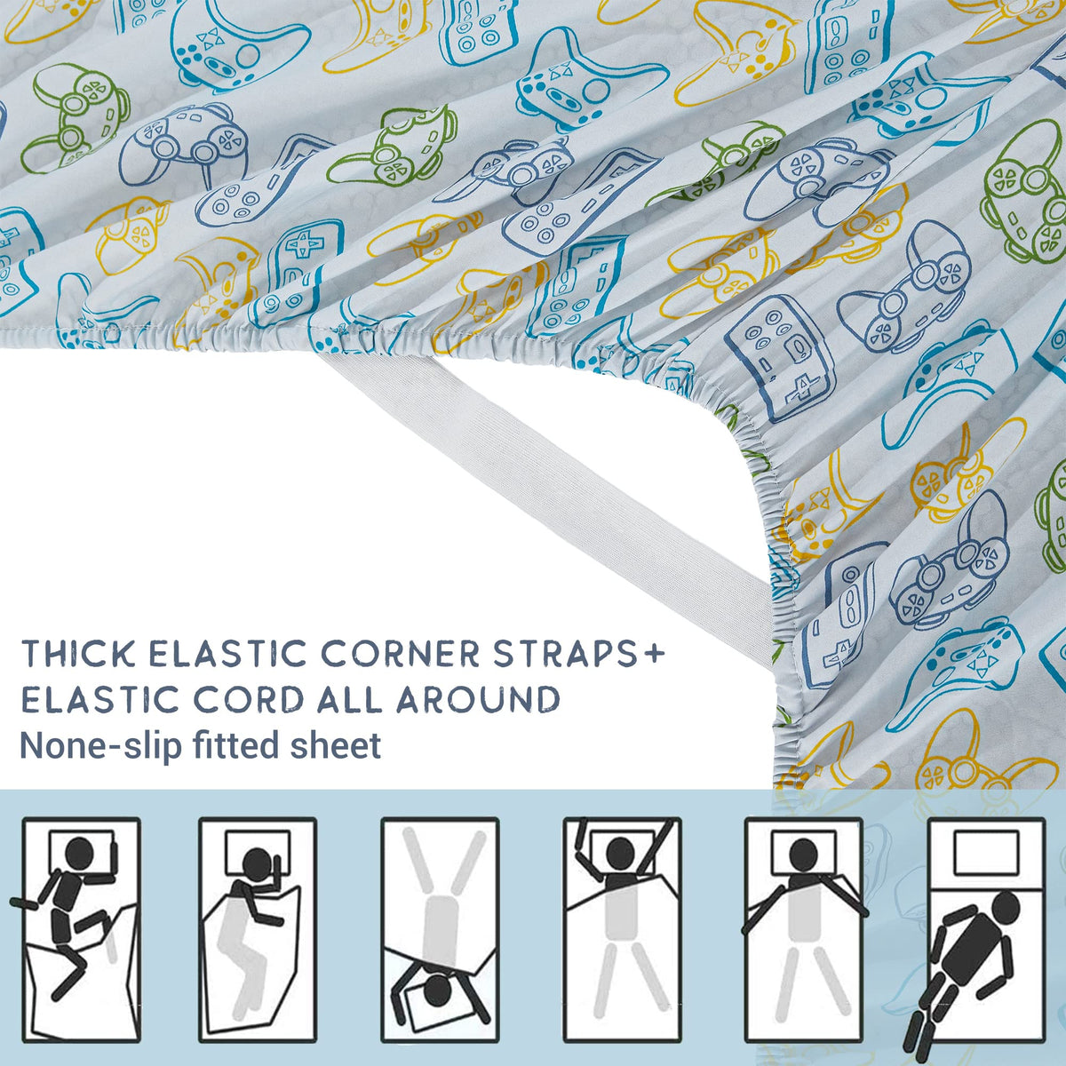 Game Player Paddle Kids Bed Sheet Set Deep Pocket Double Brushed Microfiber