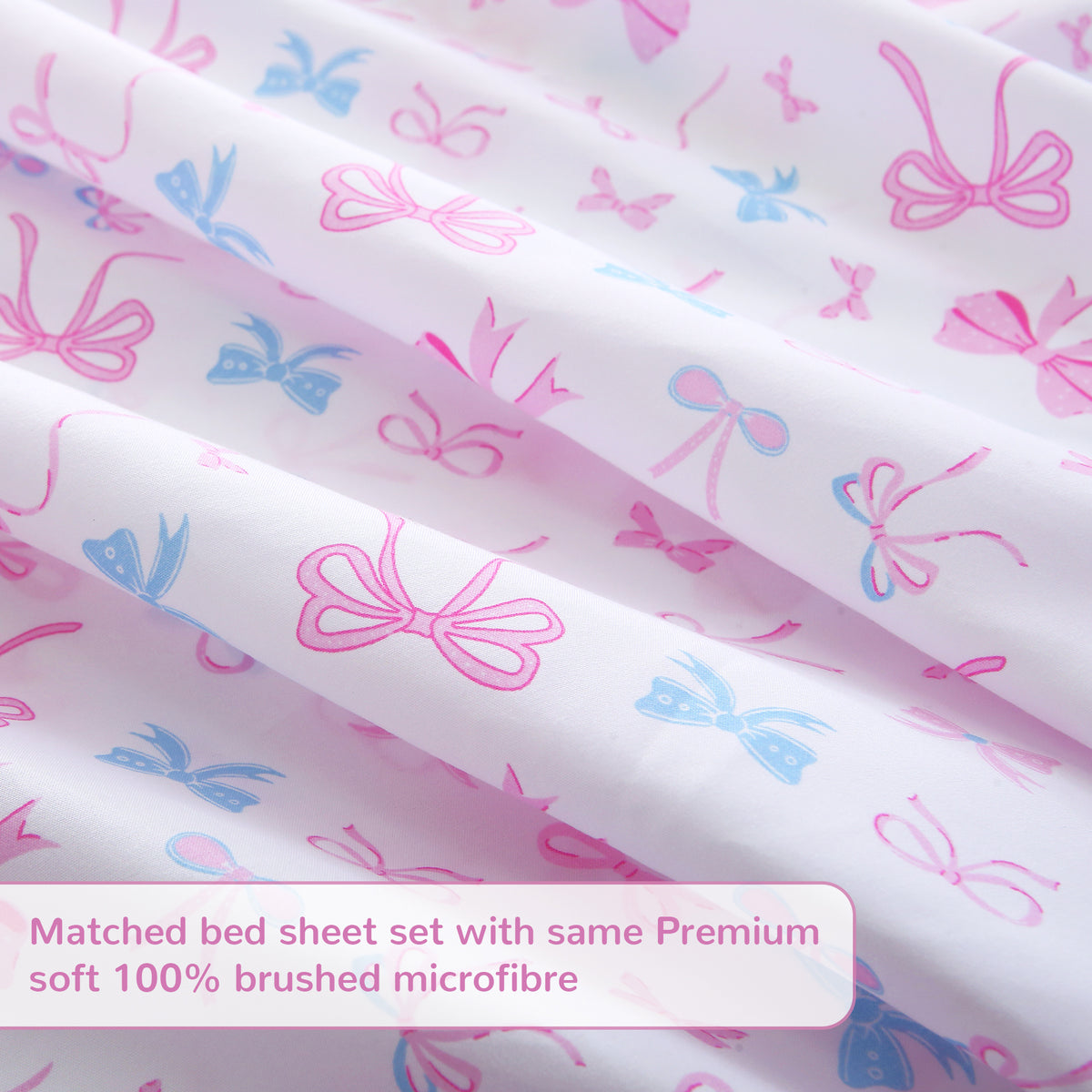 Bow-tastic Party Kids Bed Sheet Set Deep Pocket Double Brushed Microfiber