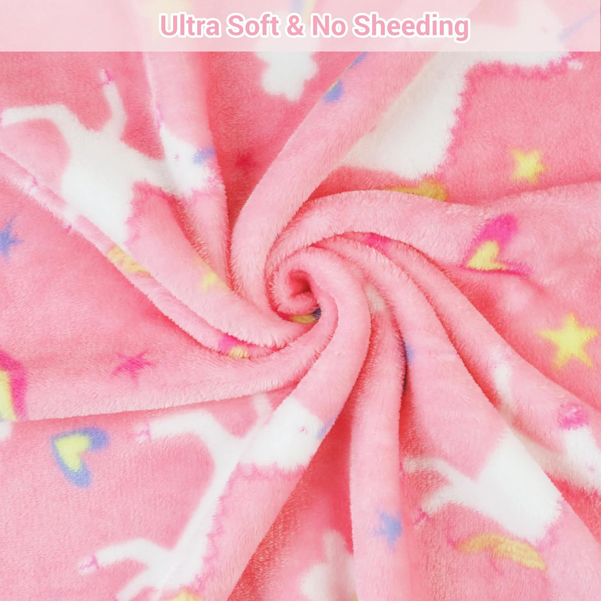 Pink Unicorn Kids Plush Throw Blanket, Soft & Warm
