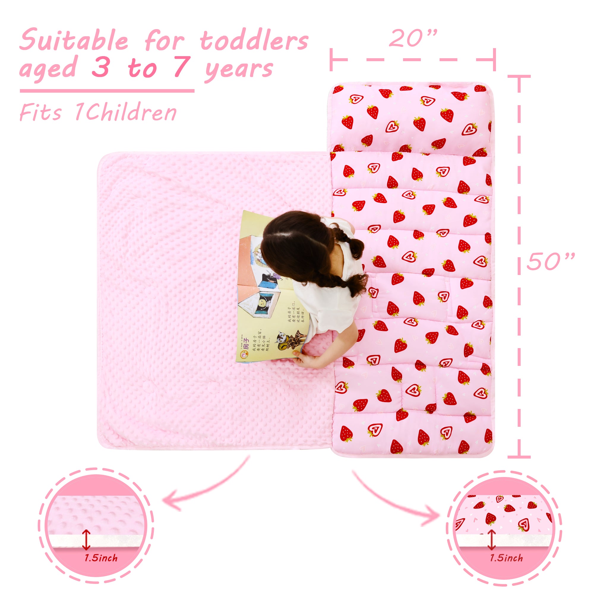 Cozy Comfort Nap Mat - Pink Strawberry