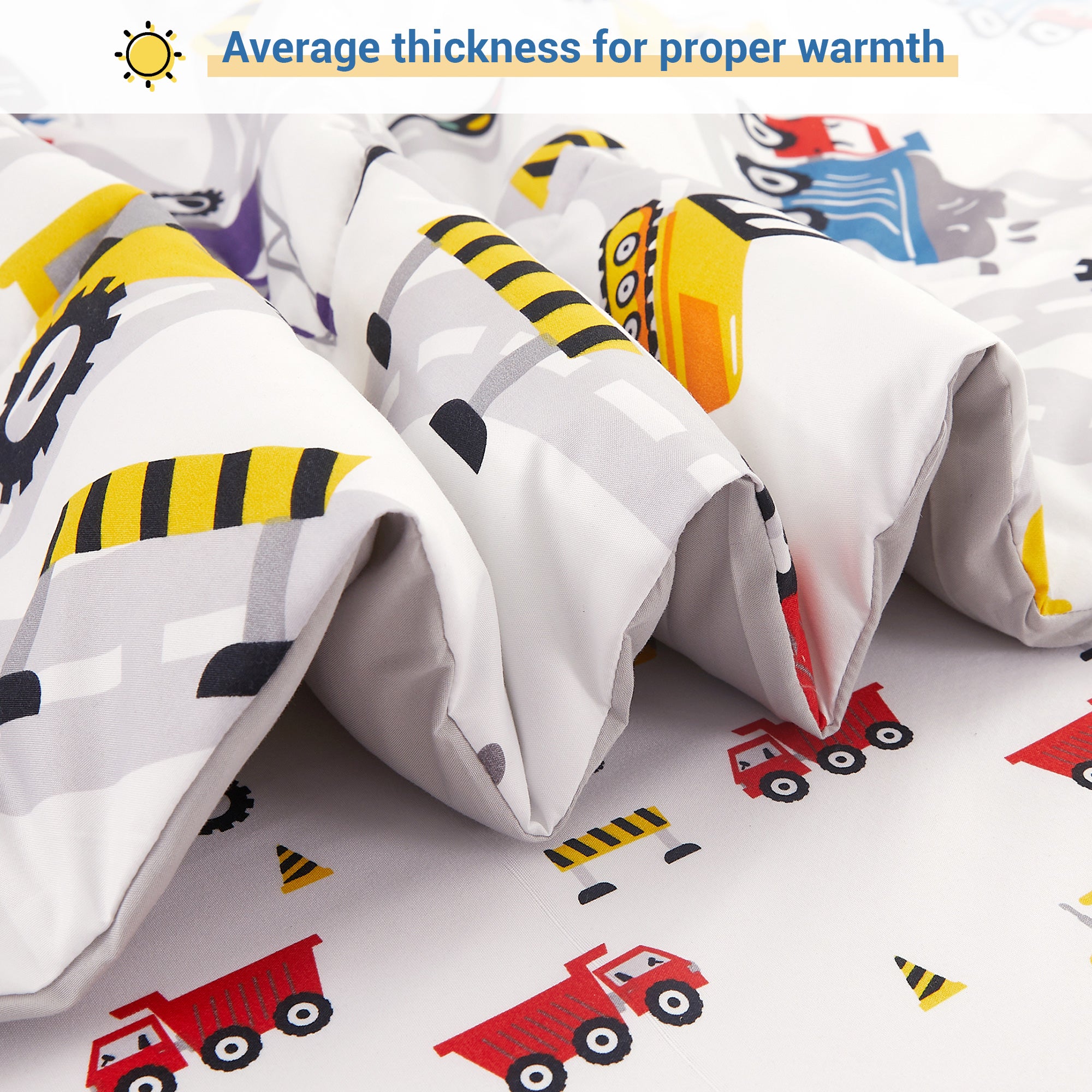 Playful Construction Vehicles bedding Set– 5 or 7 Piece Options