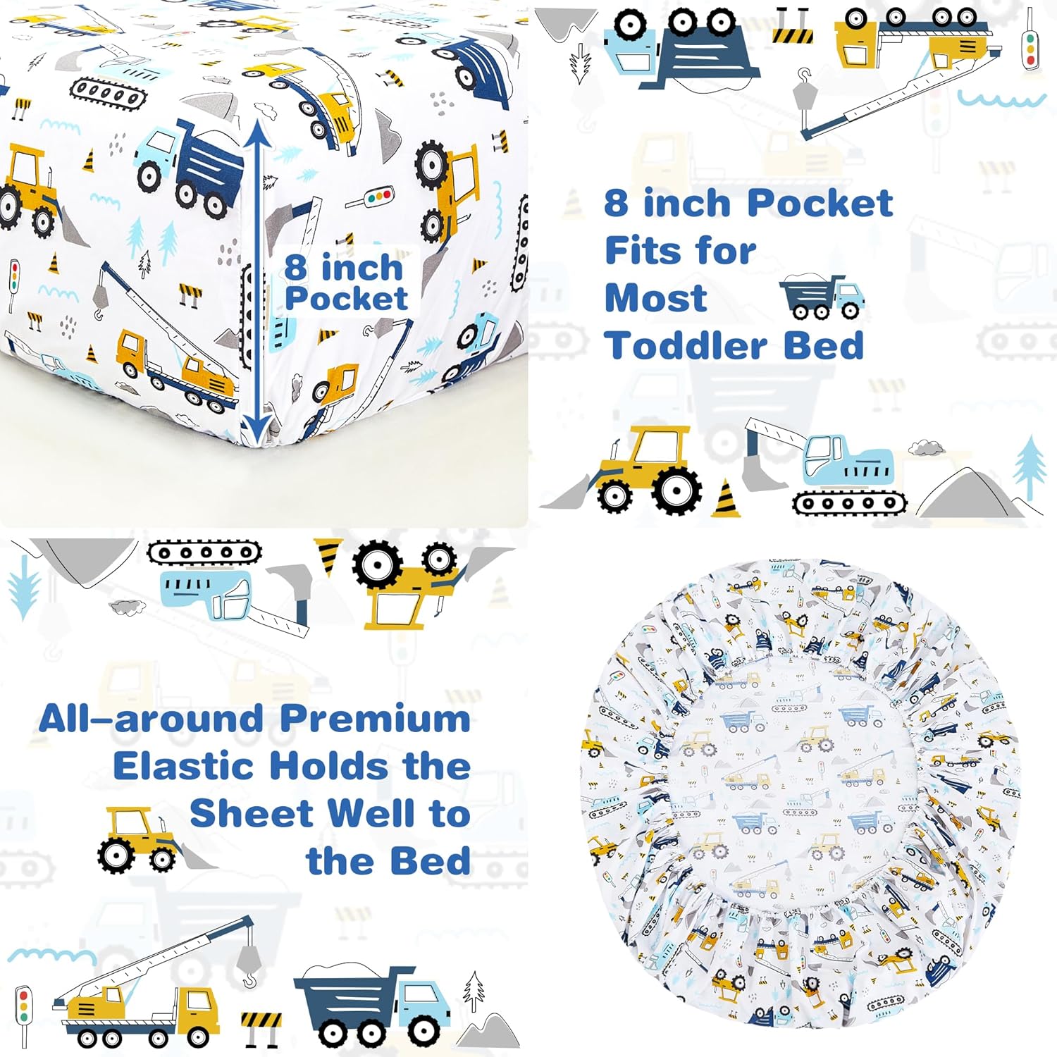 Construction Truck Toddler comforter Set– 4 Piece