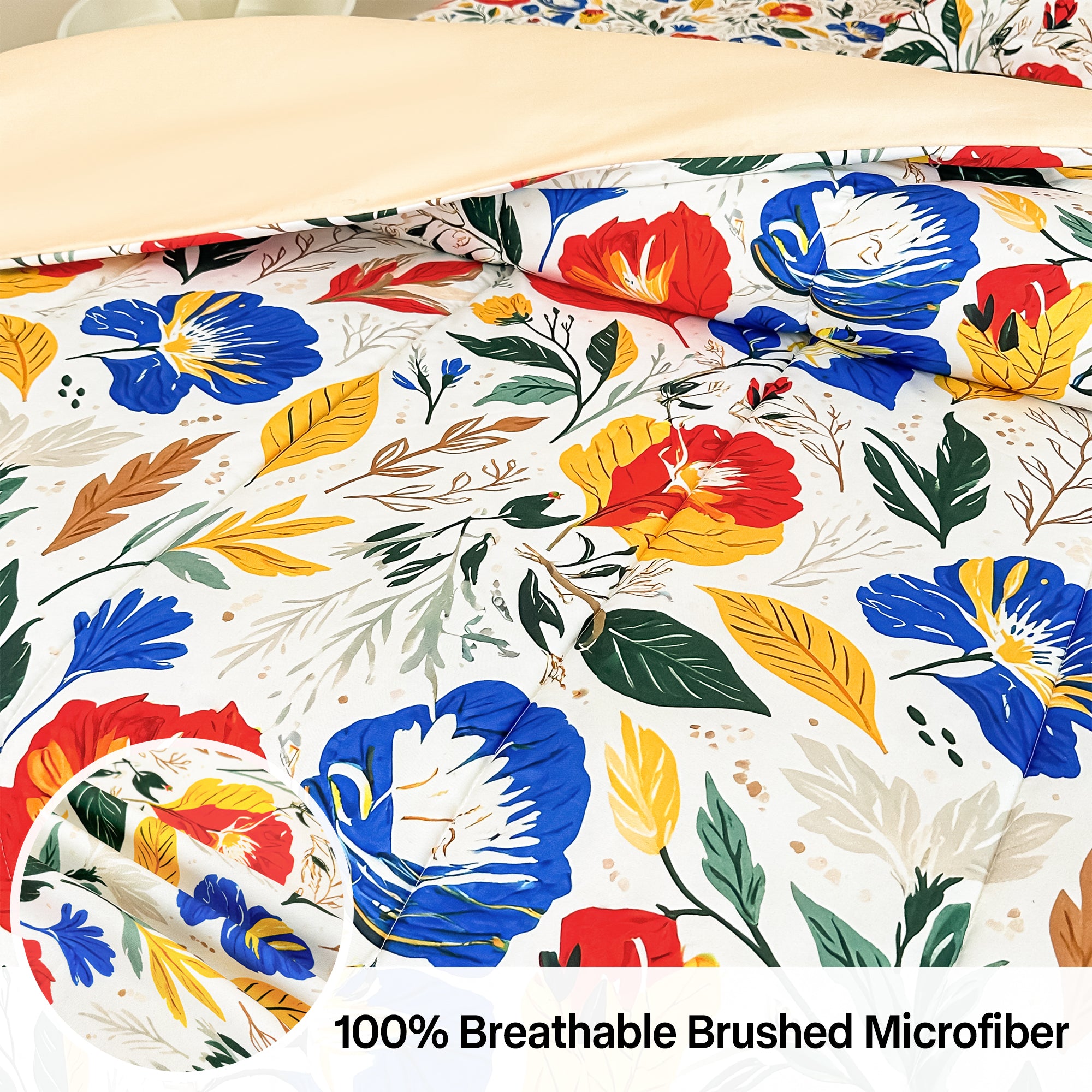 Vibrant Floral Symphony Comforter Set 7 Pieces