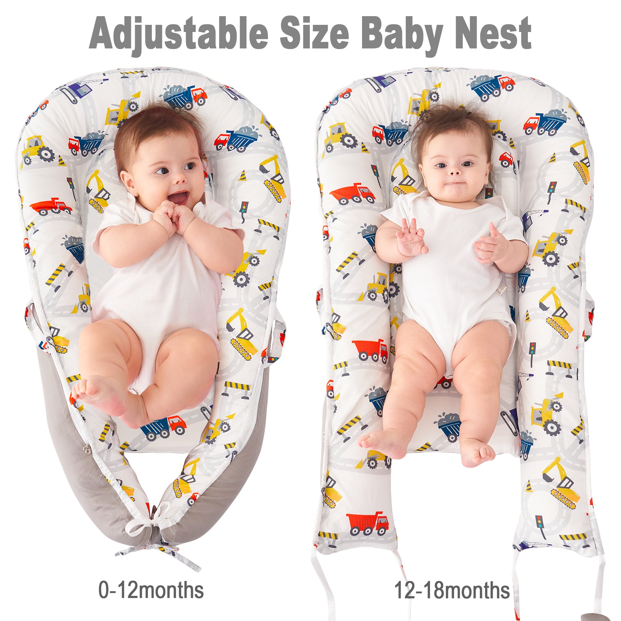 Truck Baby Lounger - Baby Nest Co Sleeper for Baby Bed, Soft & Breathable Portable Cotton Newborn Lounger Nest for Crib Bassinet