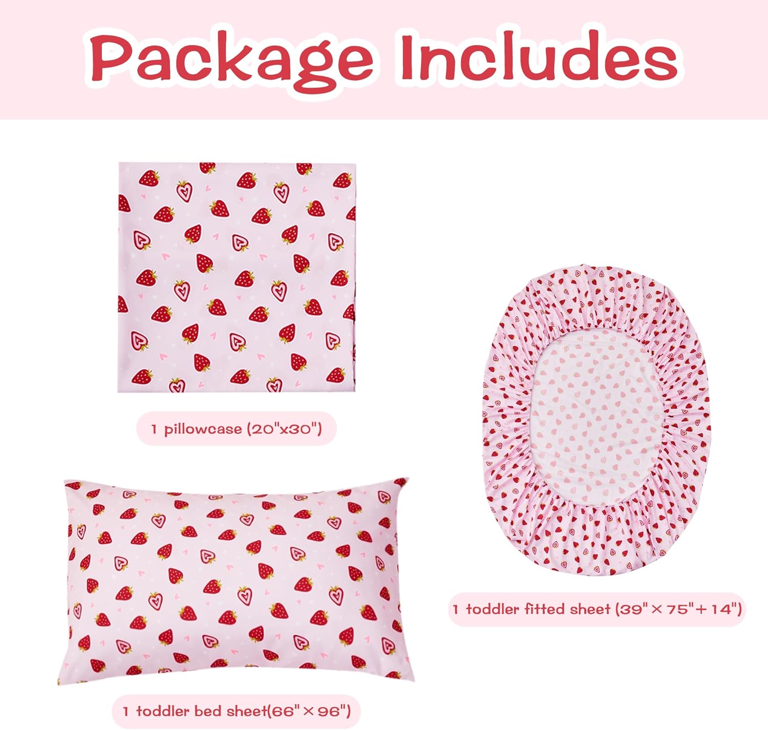 Dreamy Strawberry 3 Pcs Kids Twin Size Sheet Set