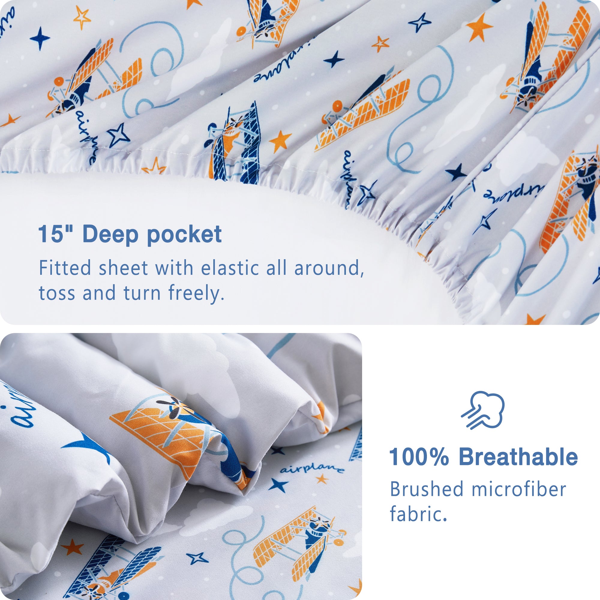 Grey Glider Comforter Sets for Kids– 6 or 8 Piece Options