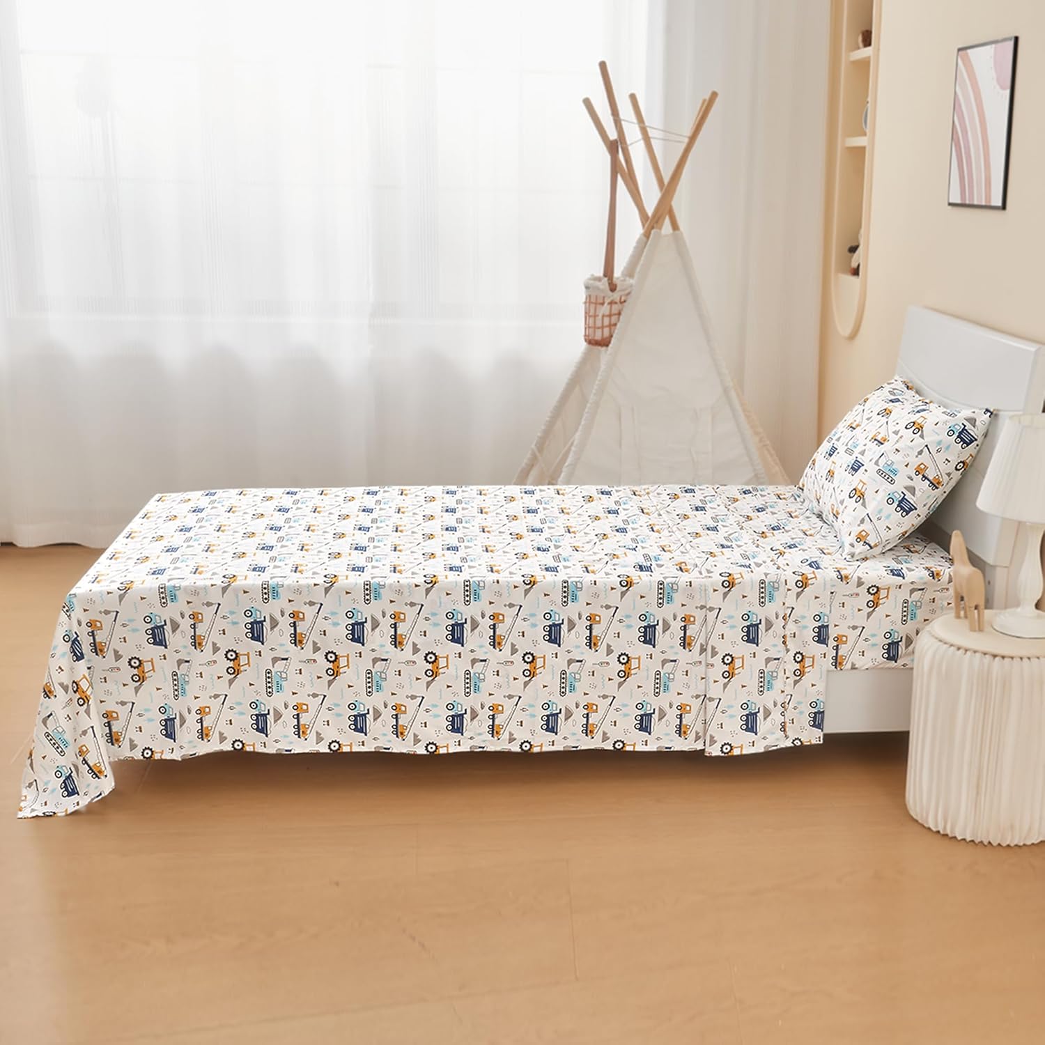 Parure de draps 3 pièces pour enfant, motif aventure en voiture, taille double