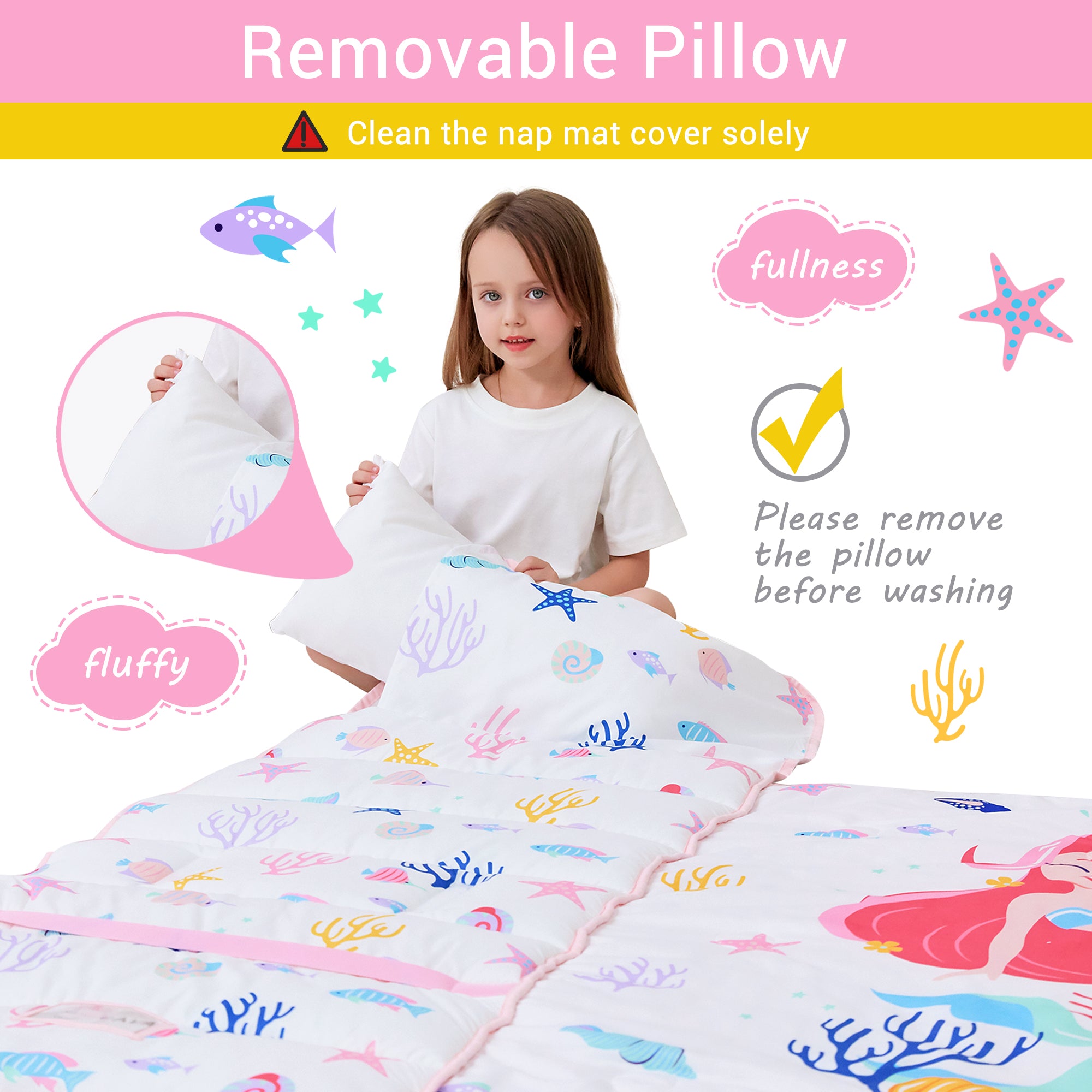 Cozy Comfort Nap Mat - White Mermaid