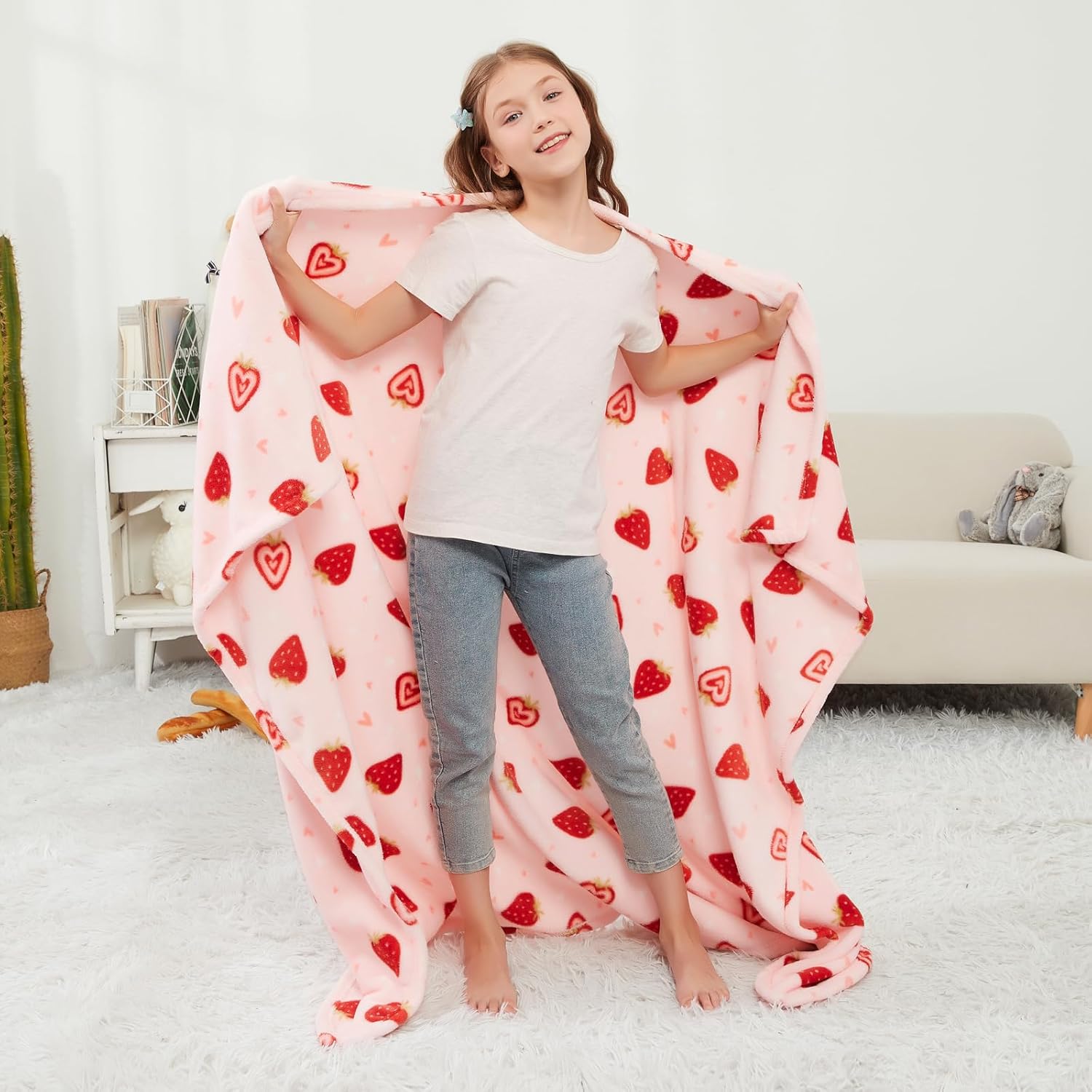 Dreamy Strawberry Kids Throw Blanket