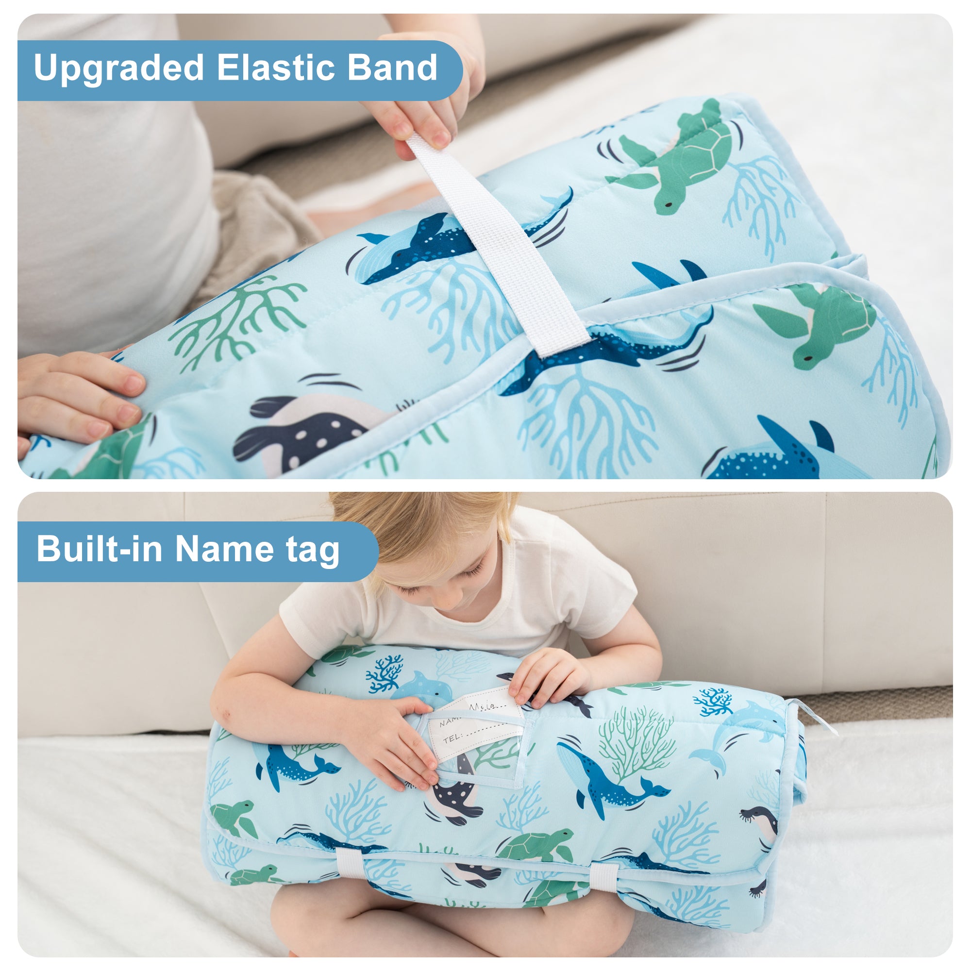 Cozy Comfort Nap Mat - Blue Ocean Whales