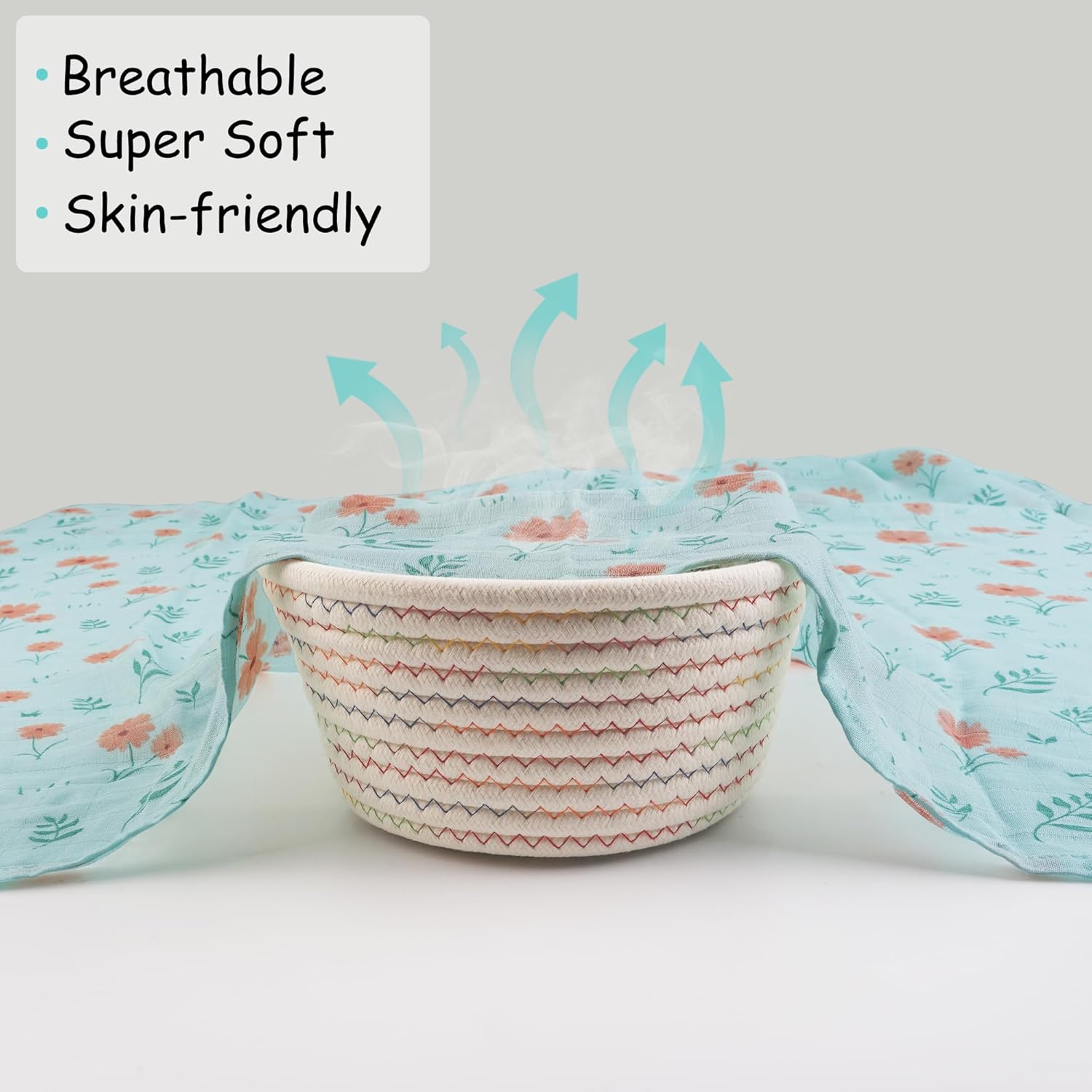 Muslin Swaddle Blankets, Breathable and Skin-Friendly Baby Receiving Blankets, 4-Pack Plants, 47 x 47 inches