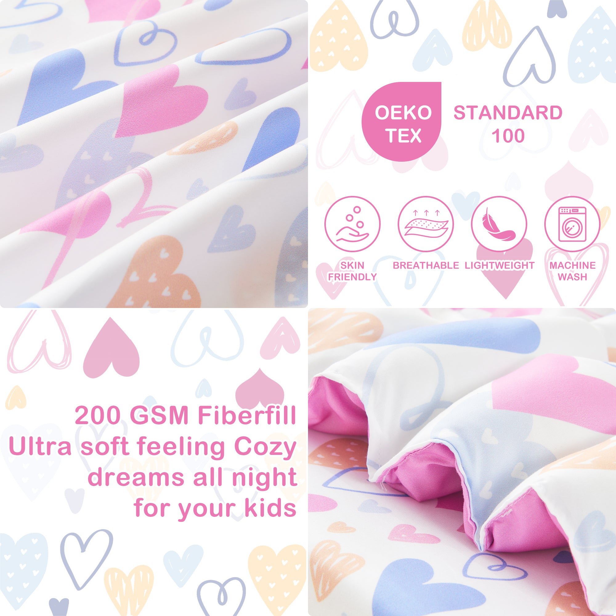 Love Heart Toddler Bedding Set– 4 Piece